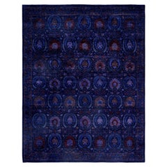 Tapis de zone Overdyed One-of-a-Kind en laine marine 9' 3" x 11' 10"