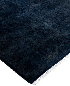 Overdyed One-of-a-Kind Wool Navy Runner 2' 6" x 11' 4"