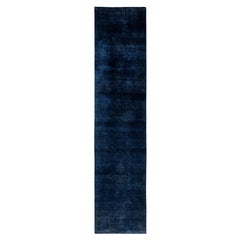 Runner Navy in lana unico sovratinto 2' 6" x 11' 4"