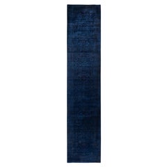 Runner Navy in lana unica sovratinta 2' 6" x 12' 3"
