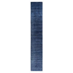Runner Navy in lana unica sovratinto 2' 7" x 15' 10"