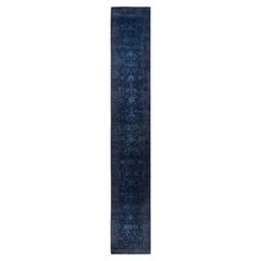 Runner in lana navy sovratinto unico nel suo genere 2' 8" x 15' 8"