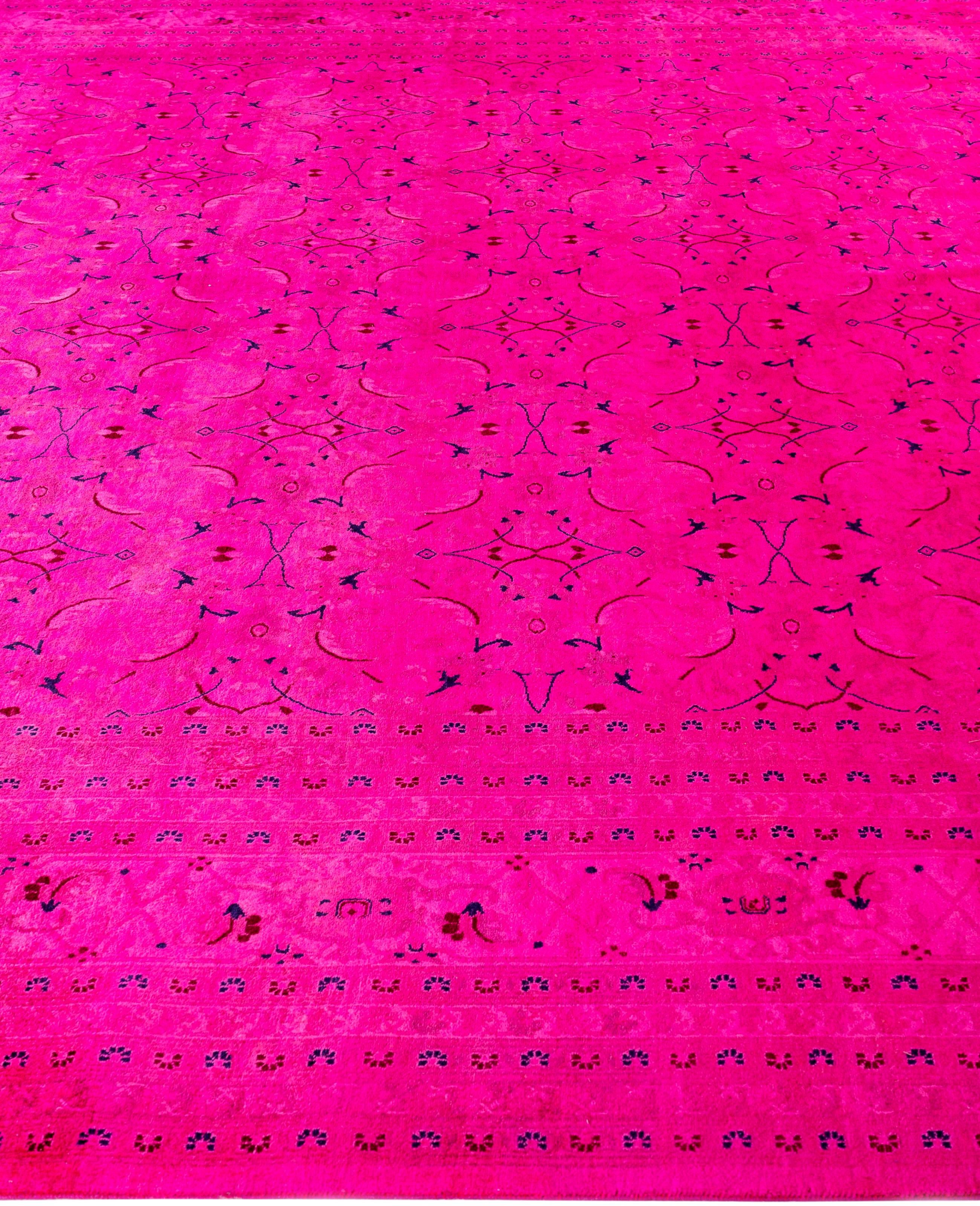 Annodato a mano Tappeto Area Rosa in Lana Overdyed One-of-a-Kind 10' 1