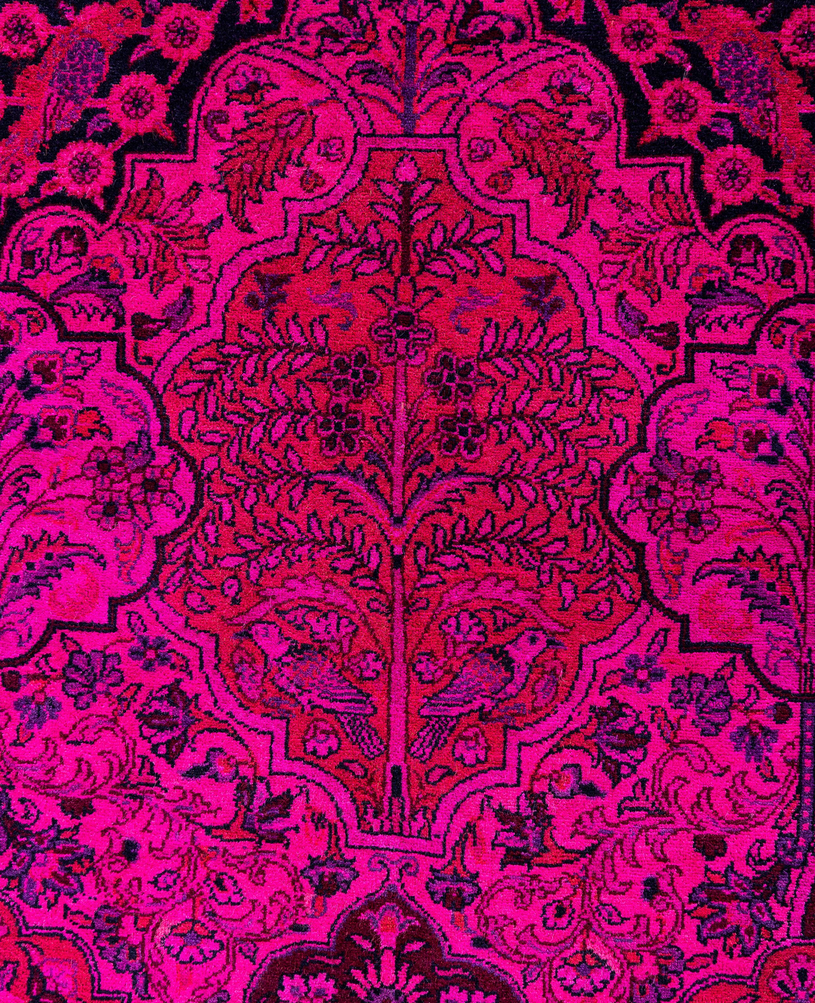 Pakistano Tappeto Area Rosa in Lana Overdyed One-of-a-Kind 10' 1