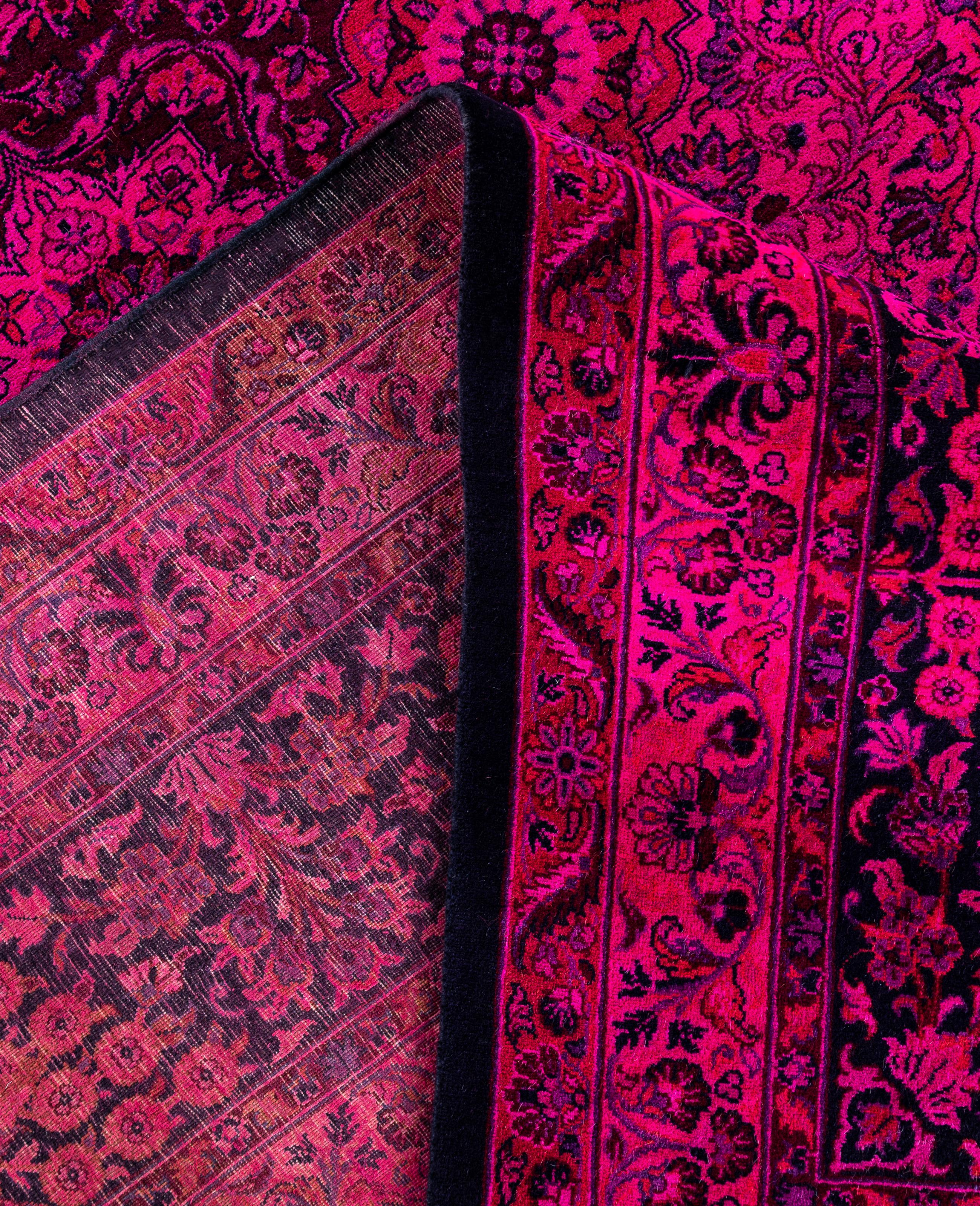 XXI secolo e contemporaneo Tappeto Area Rosa in Lana Overdyed One-of-a-Kind 10' 1
