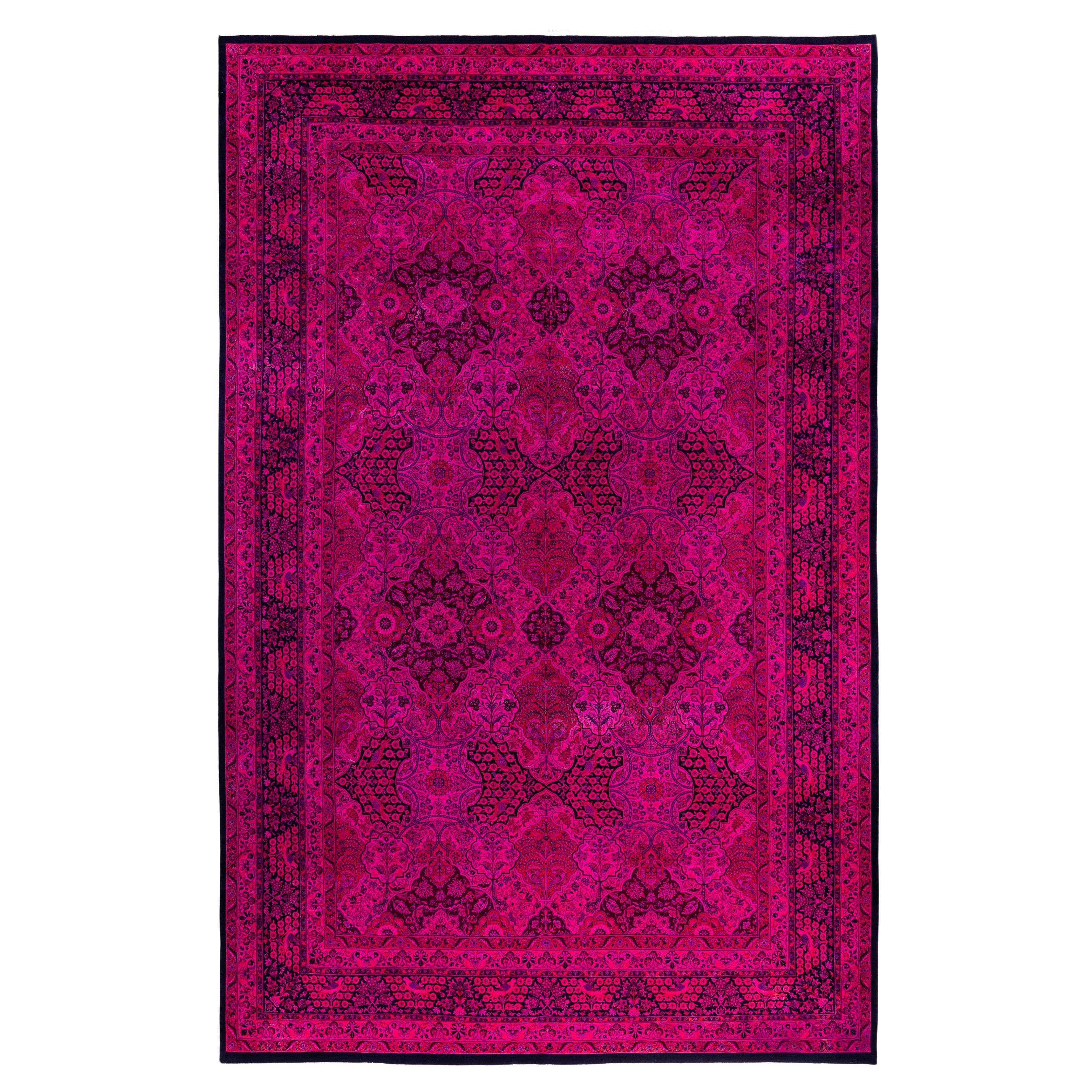 Tappeto Area Rosa in Lana Overdyed One-of-a-Kind 10' 1" x 15' 7" in vendita