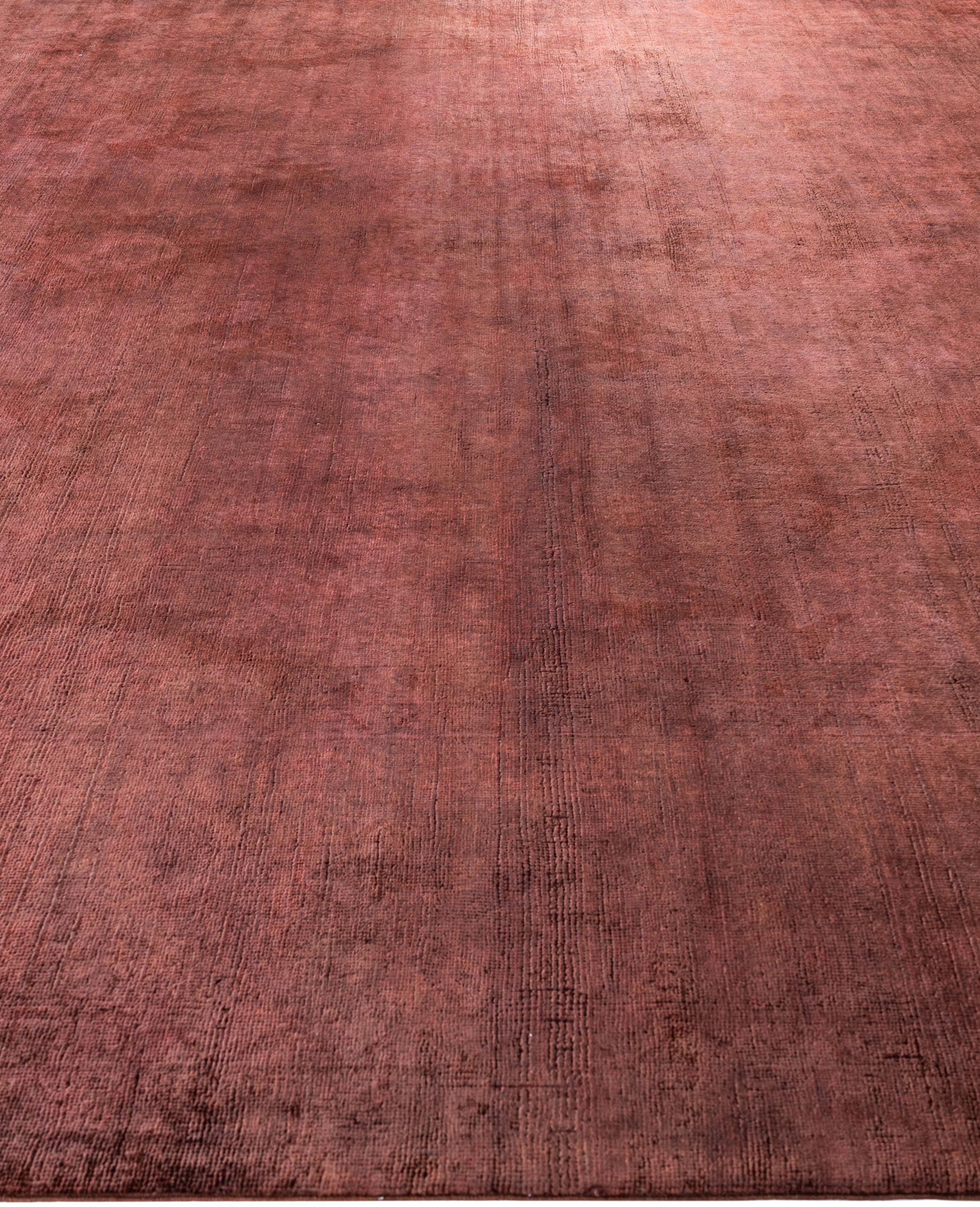 Hand-Knotted Overdyed One-of-a-Kind Wool Pink Area Rug 10' 8