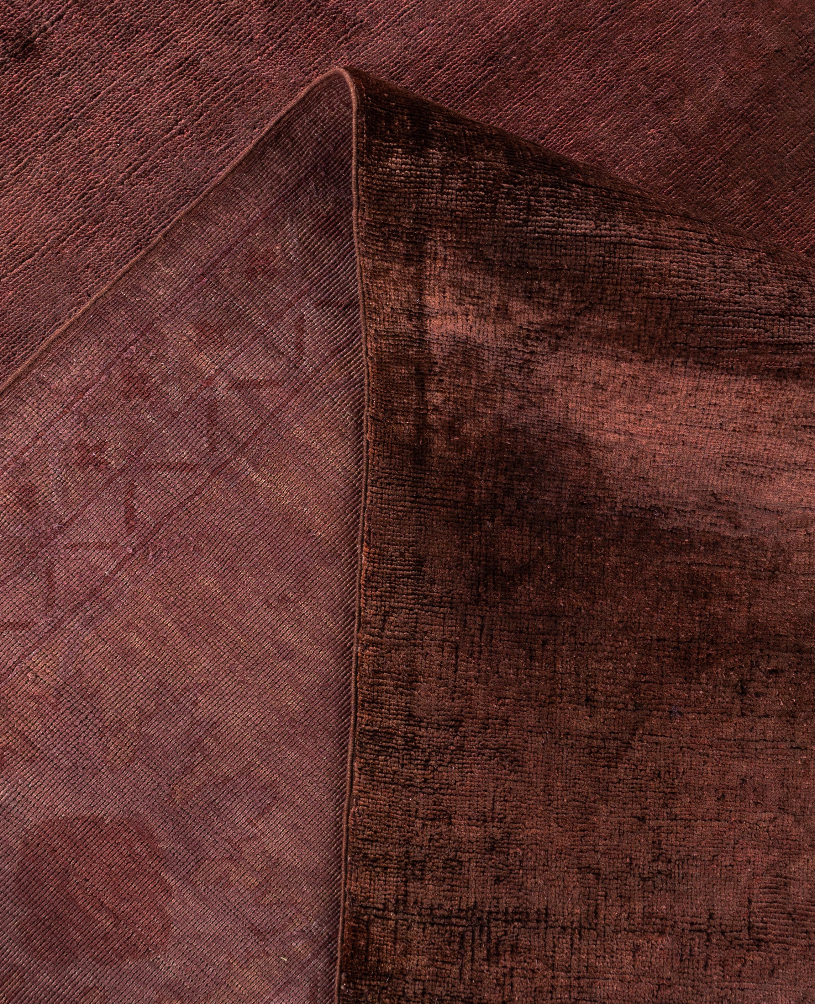 Contemporary Overdyed One-of-a-Kind Wool Pink Area Rug 10' 8