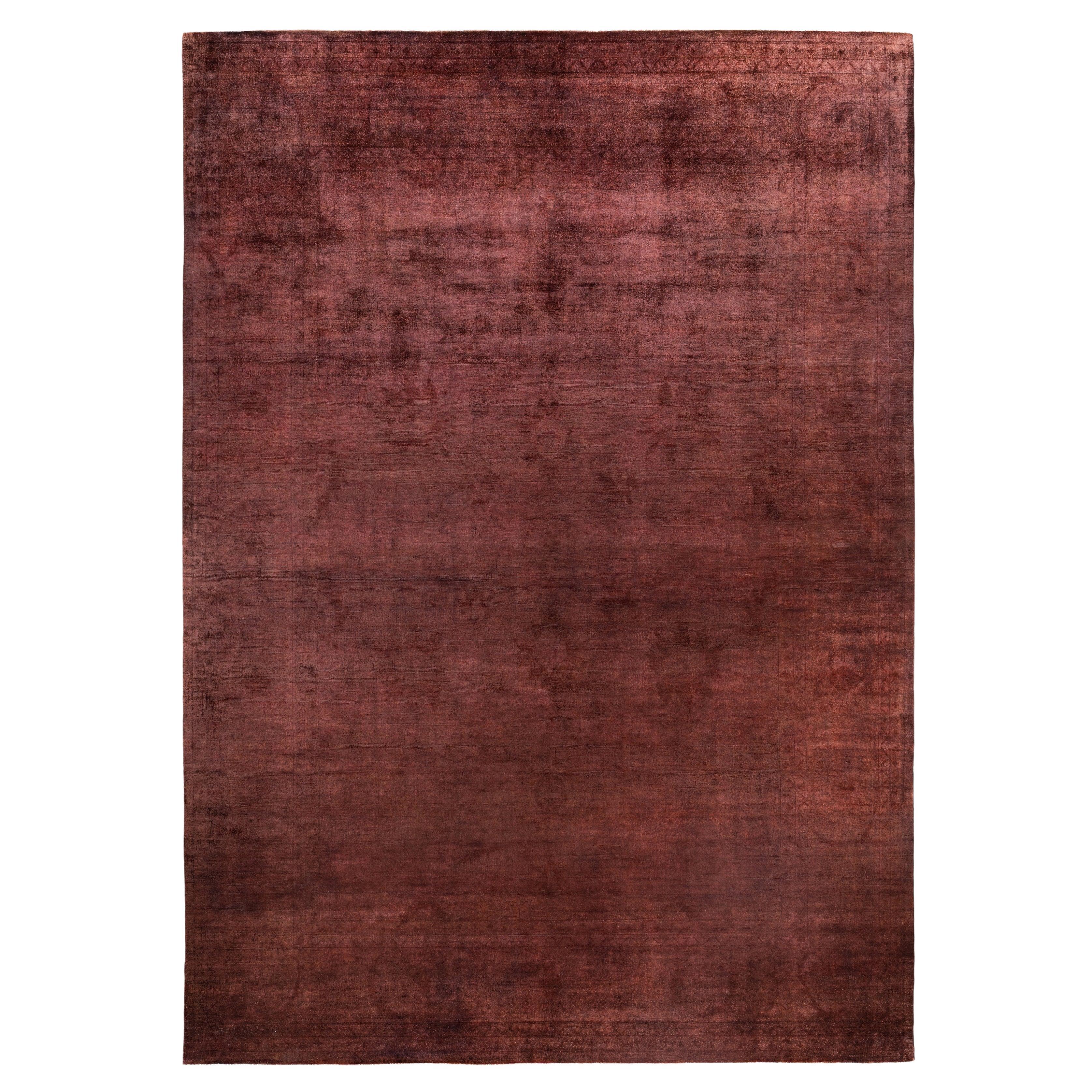 Overdyed One-of-a-Kind Wool Pink Area Rug 10' 8" x 15' 2" For Sale