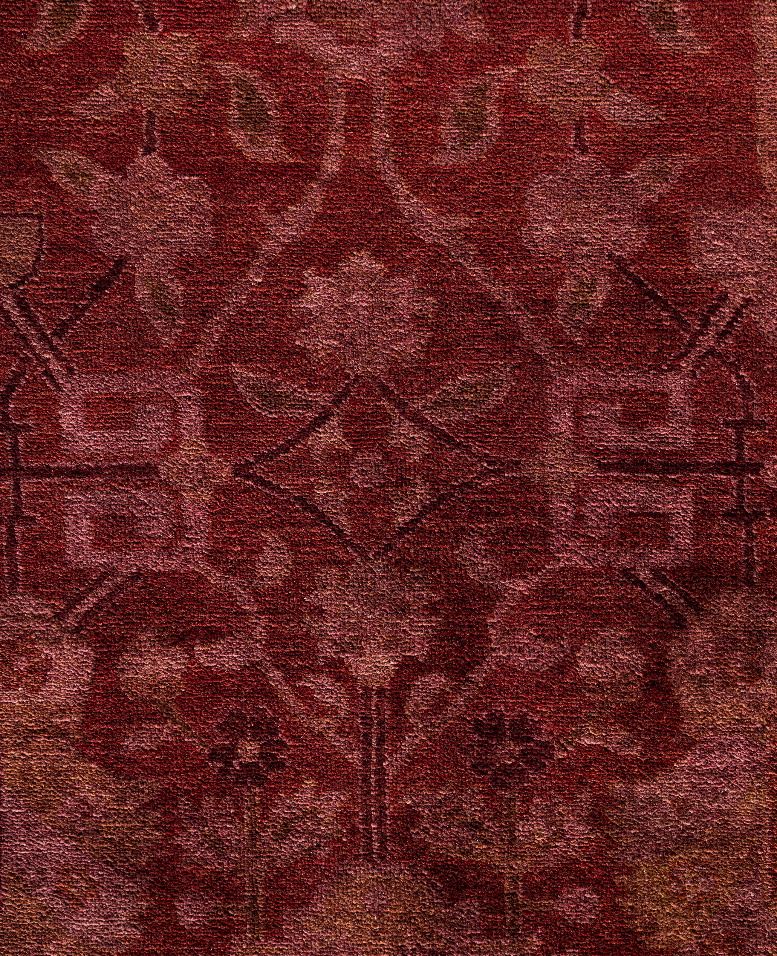 Pakistani Overdyed One-of-a-Kind Wool Pink Area Rug 11' 10