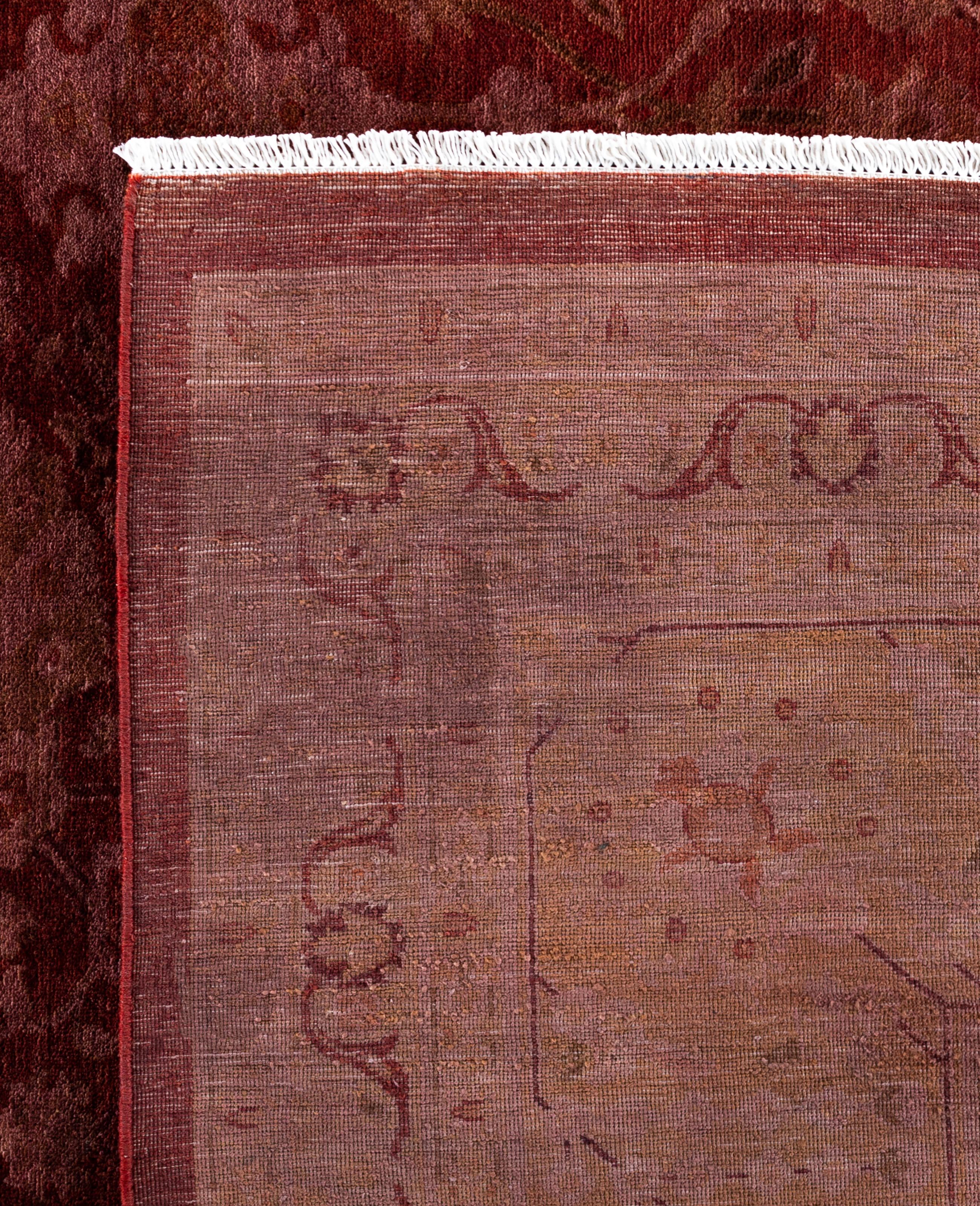 Overdyed One-of-a-Kind Wool Pink Area Rug 11' 10