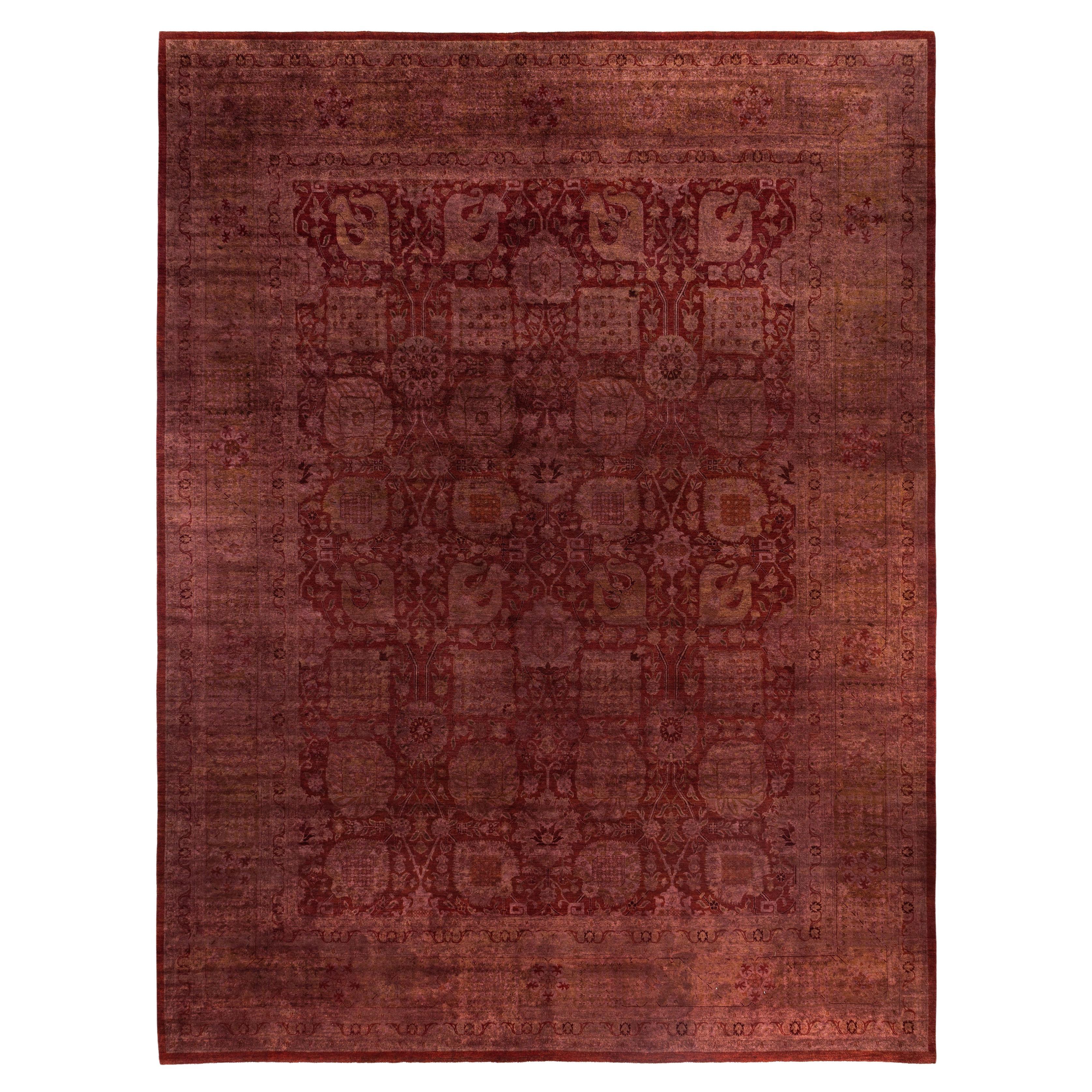 Overdyed One-of-a-Kind Wool Pink Area Rug 11' 10" x 15' 9"