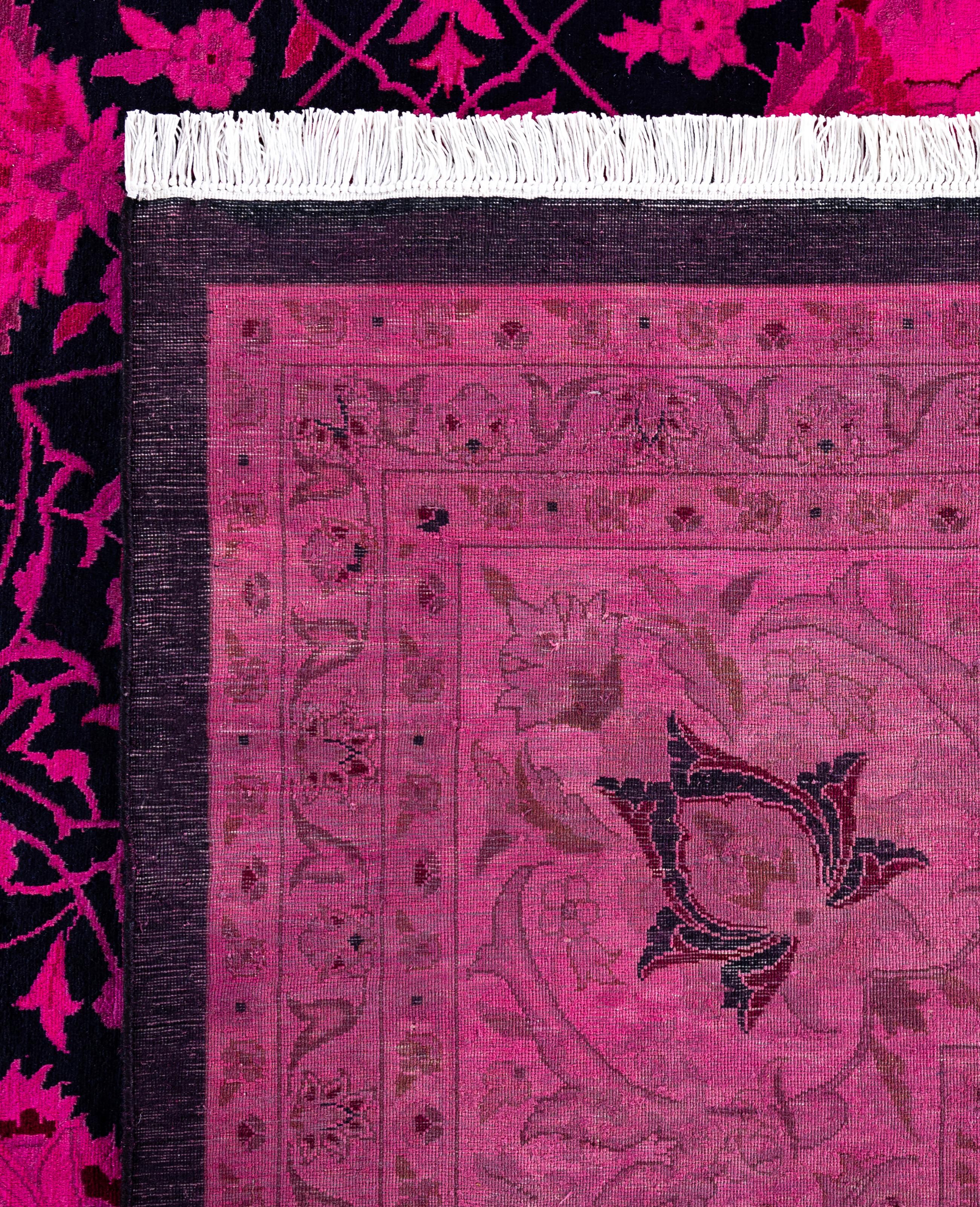 Overdyed One-of-a-Kind Wool Pink Area Rug 12' 0