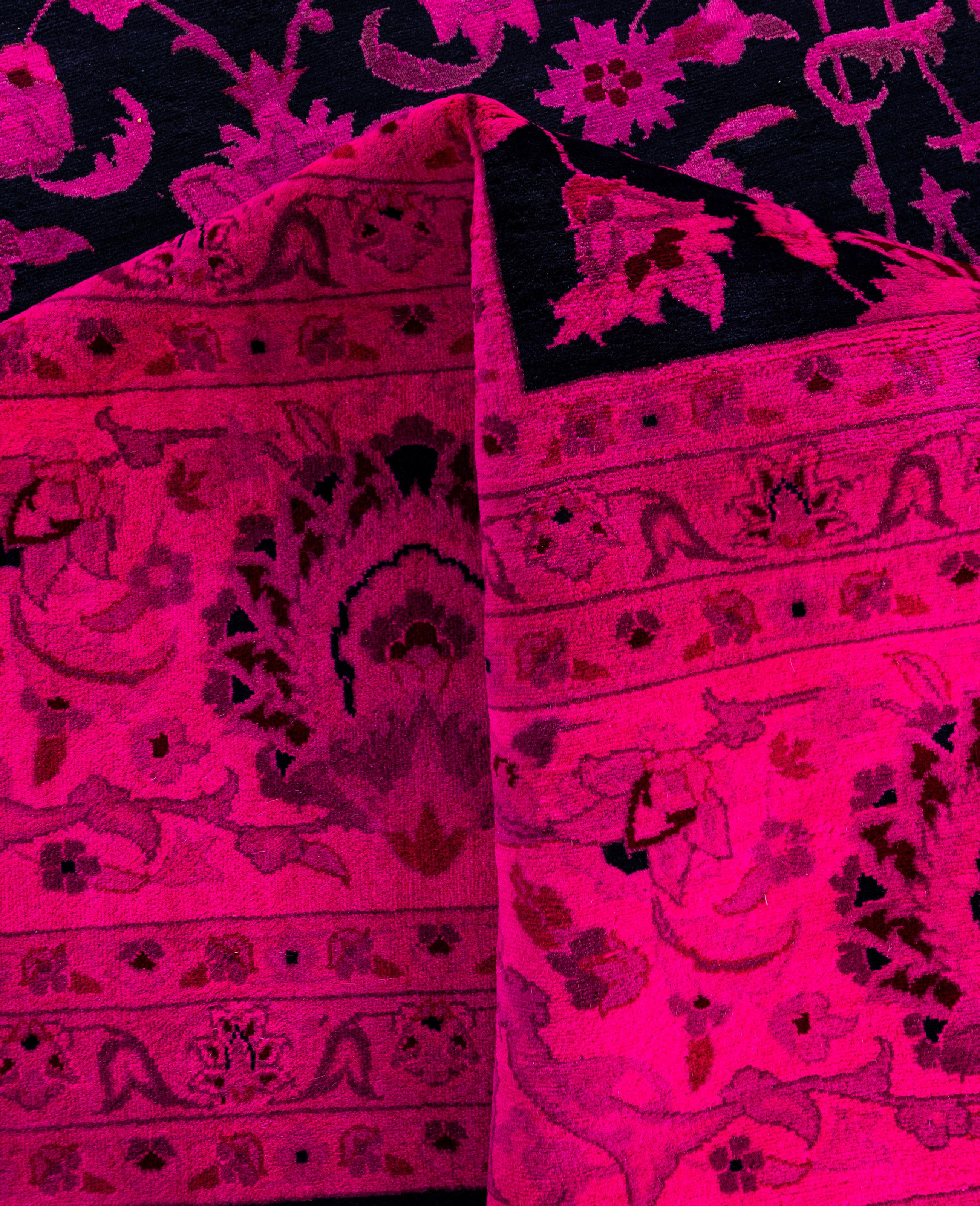 Overdyed One-of-a-Kind Wool Pink Area Rug 12' 0