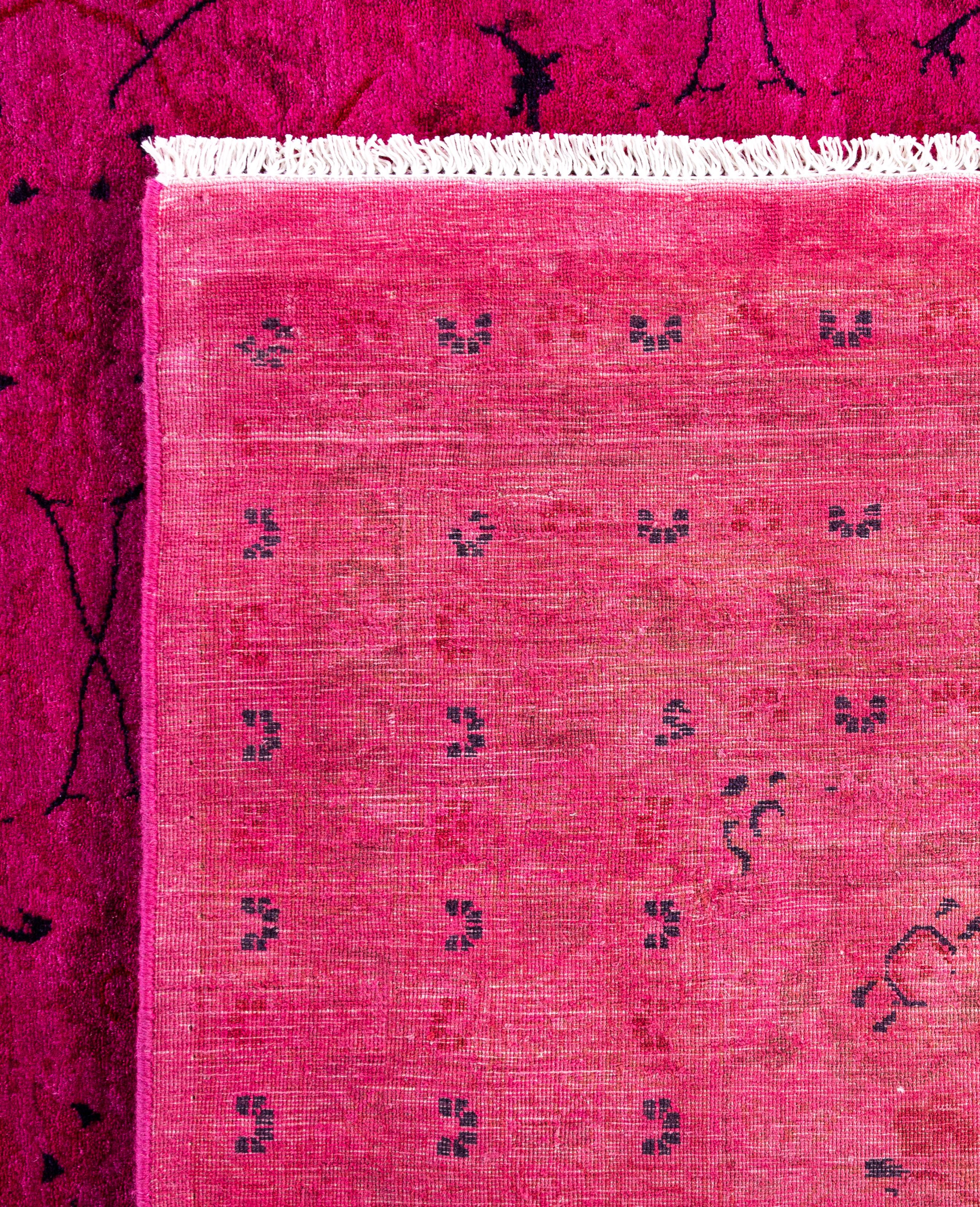 Overdyed One-of-a-Kind Wool Pink Area Rug 12' 1