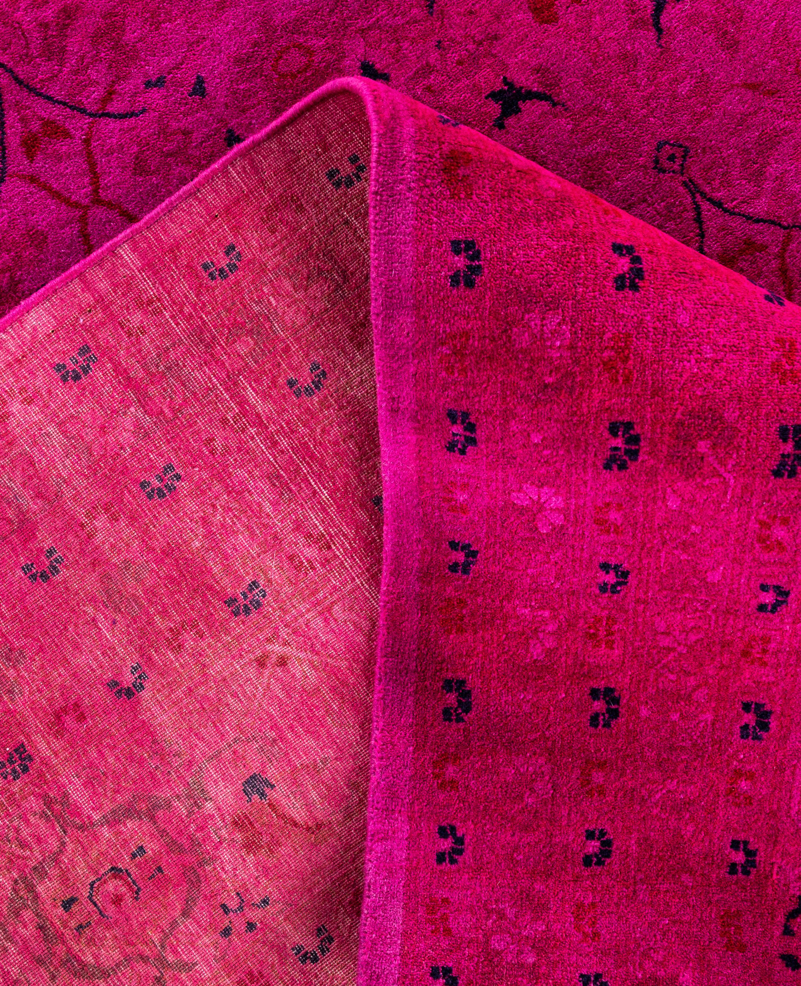 Overdyed One-of-a-Kind Wool Pink Area Rug 12' 1