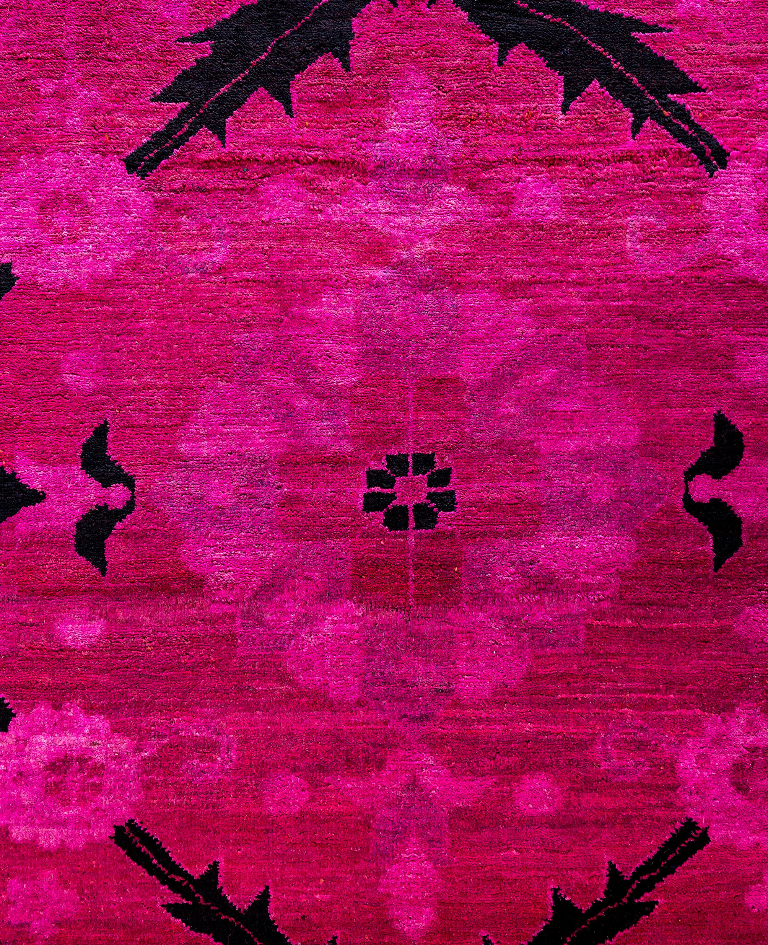Pakistano Tappeto Area Rosa in Lana Overdyed One of a-Kind 12' 1