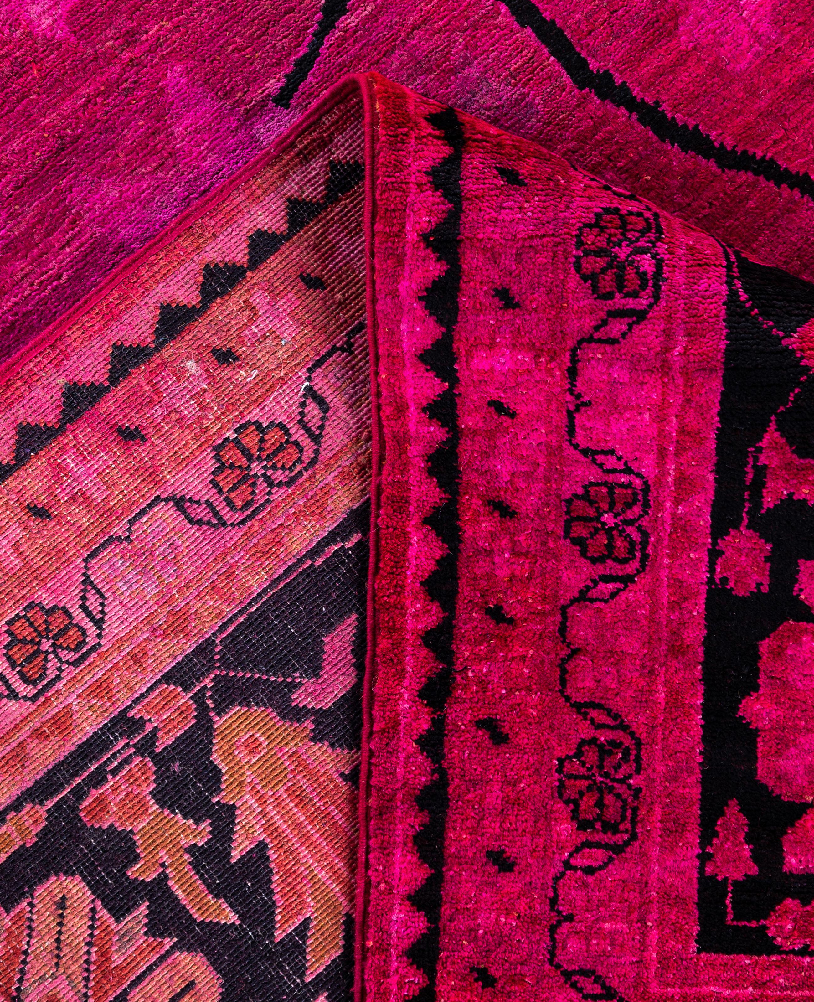 XXI secolo e contemporaneo Tappeto Area Rosa in Lana Overdyed One of a-Kind 12' 1