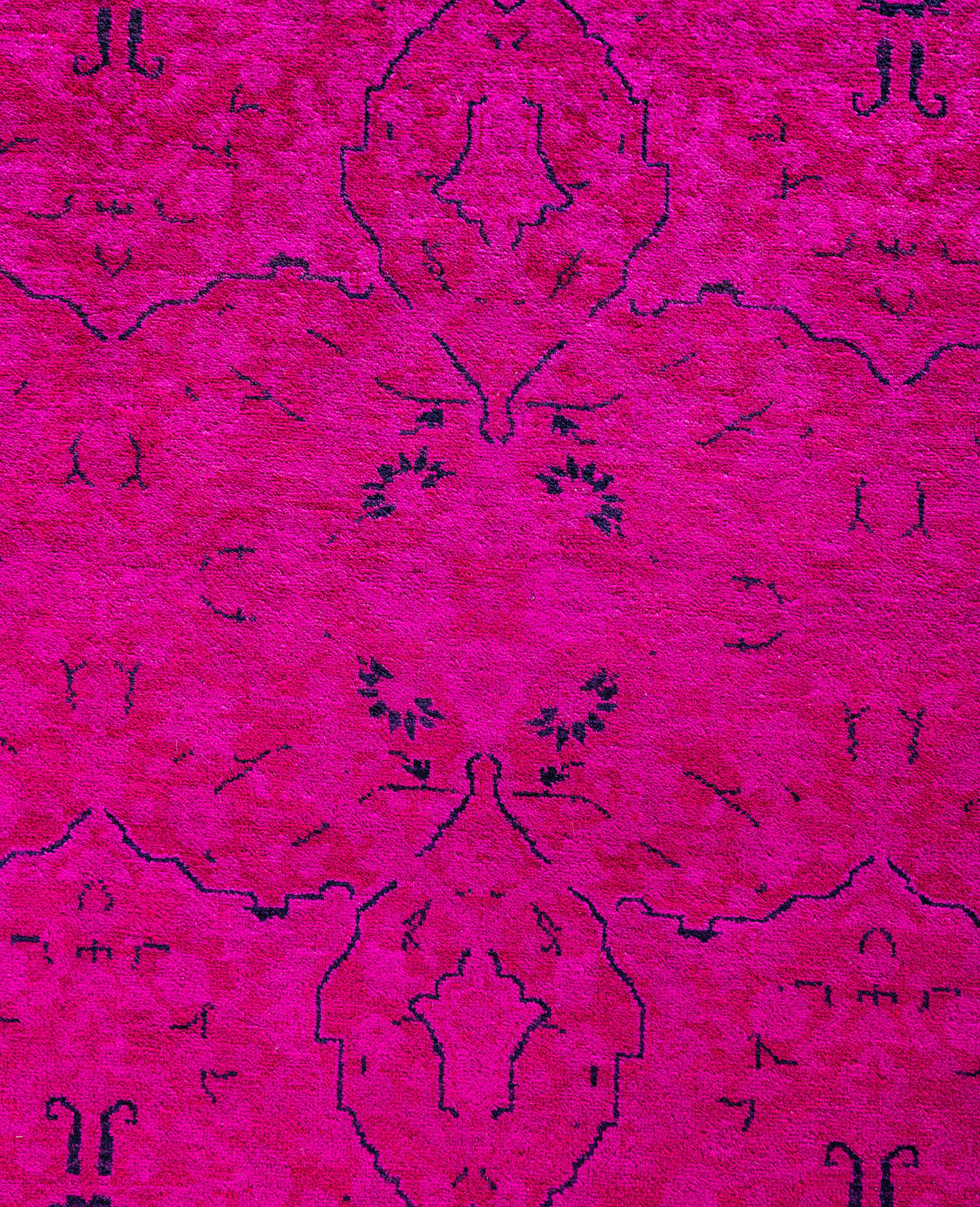 Pakistano Tappeto da giardino Overdyed One of a-Kind Wool Pink 12' 1