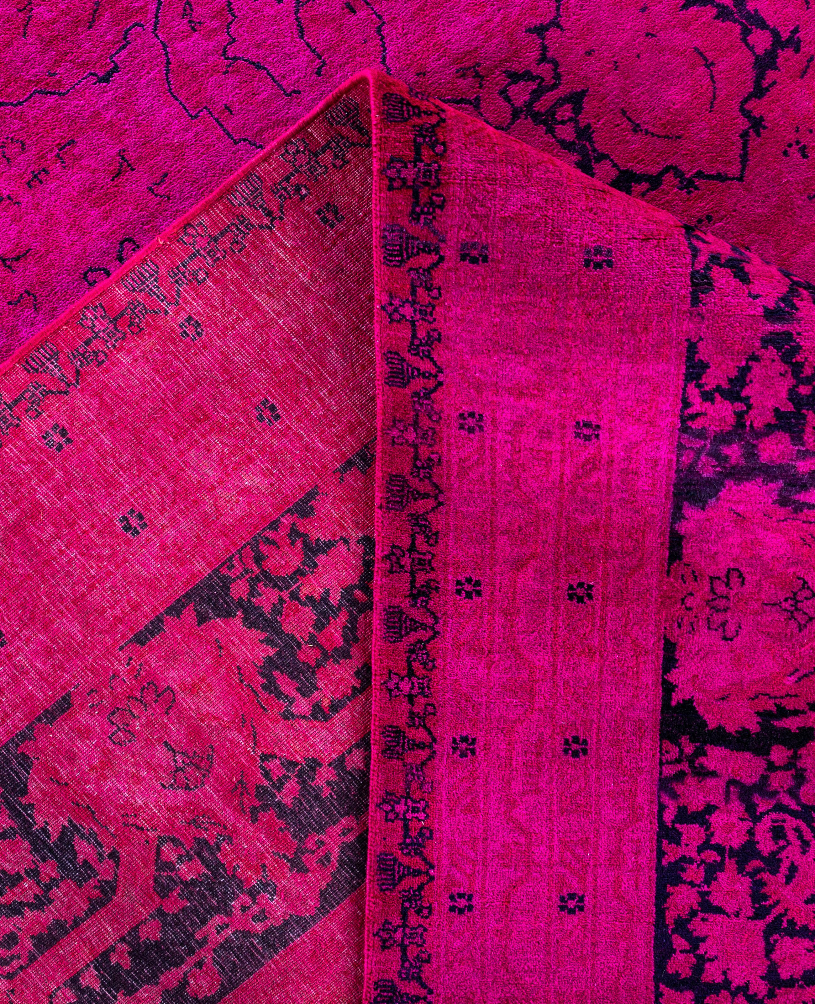 XXI secolo e contemporaneo Tappeto da giardino Overdyed One of a-Kind Wool Pink 12' 1