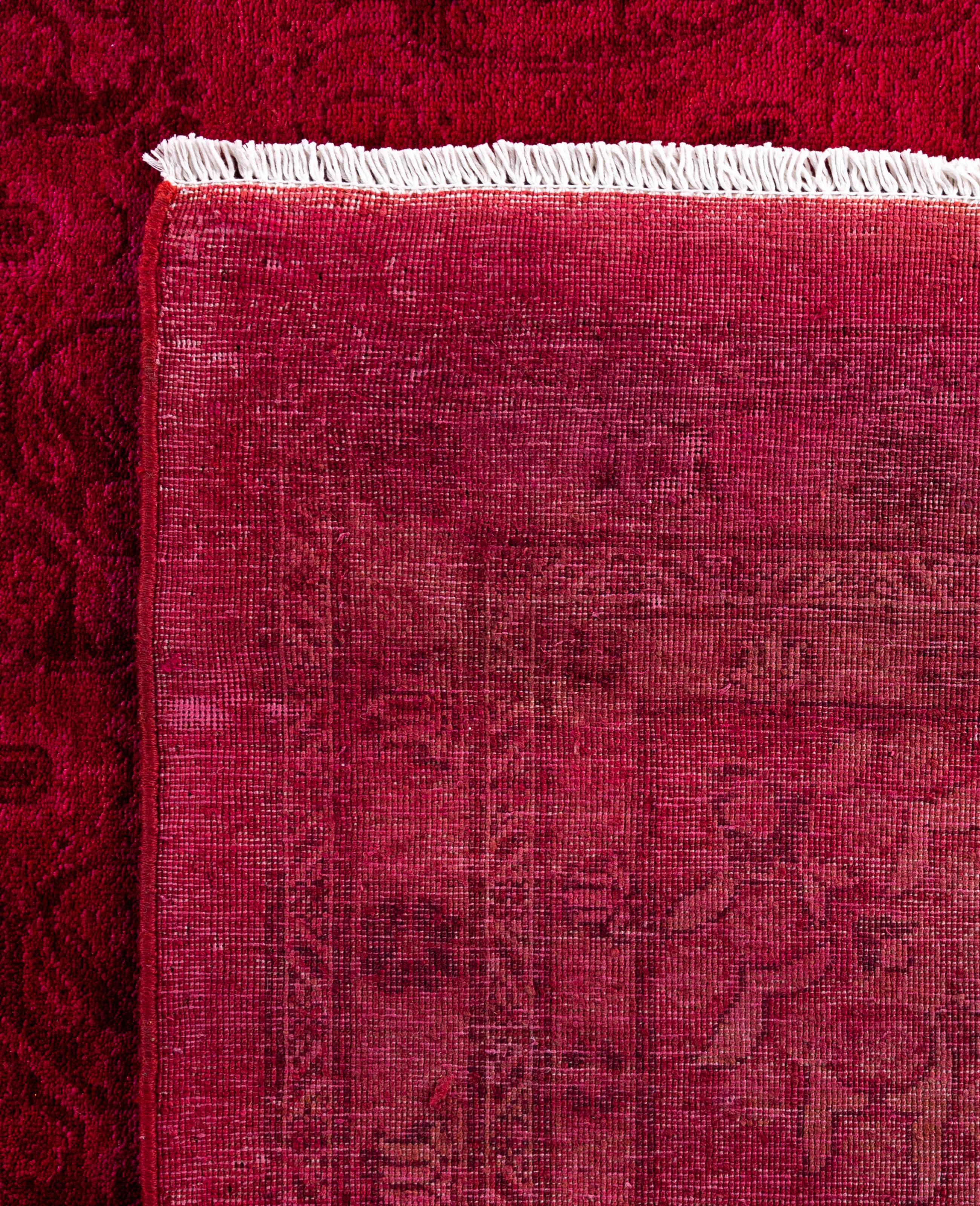 Overdyed One-of-a-Kind Wool Pink Area Rug 12' 2