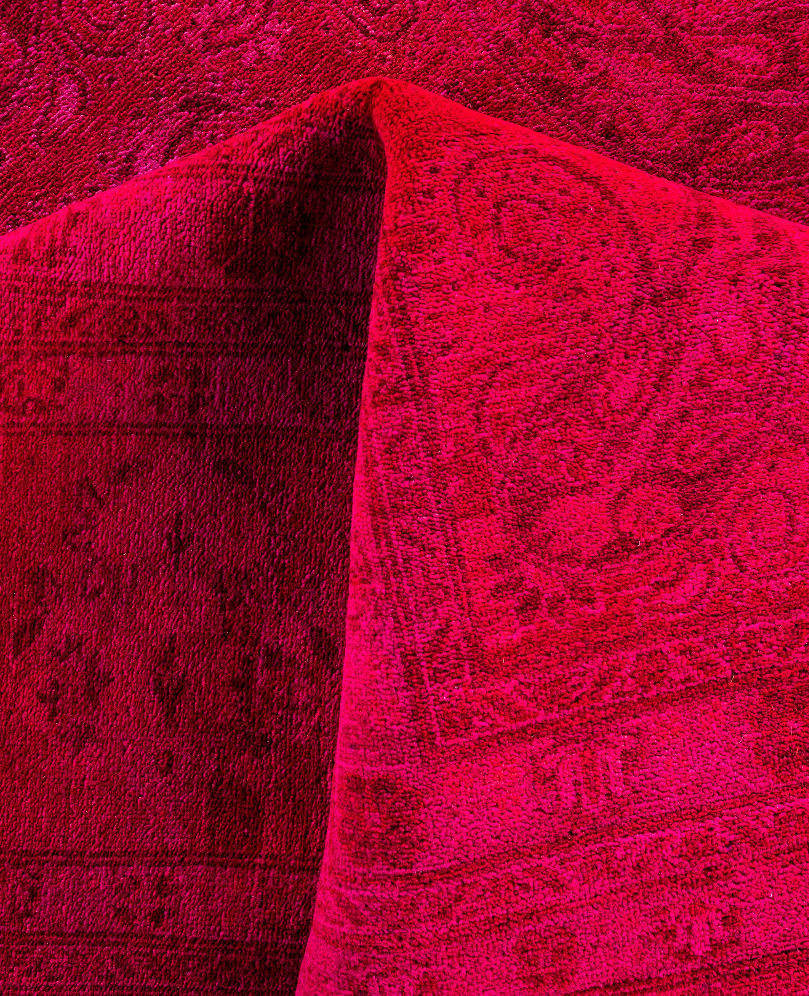 Overdyed One-of-a-Kind Wool Pink Area Rug 12' 2