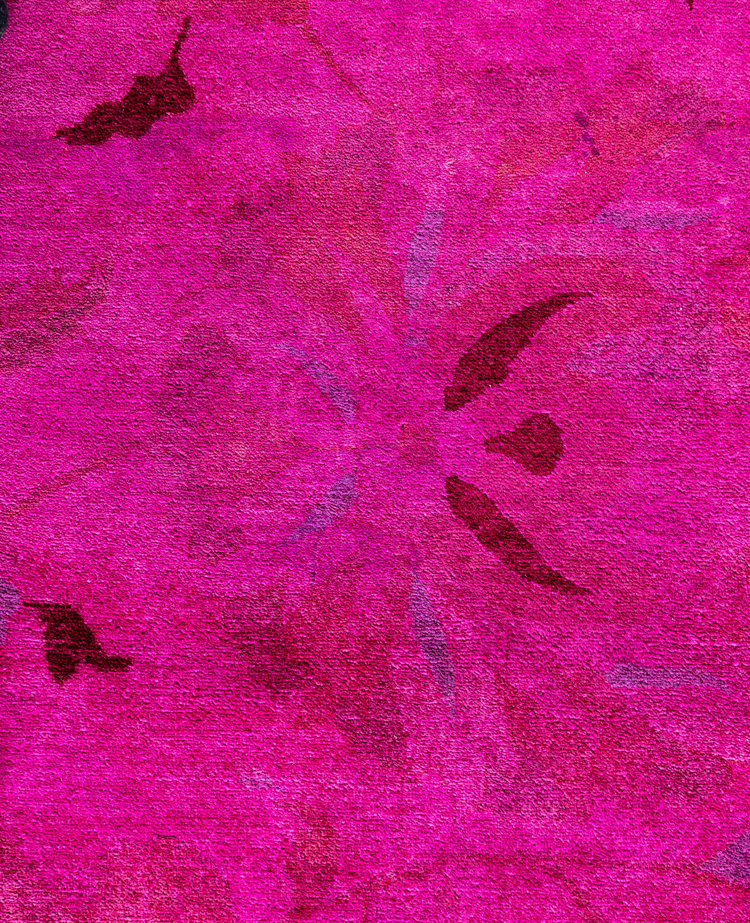 Pakistanais Tapis de sol en laine surteint et unique en son genre rose 12' 2