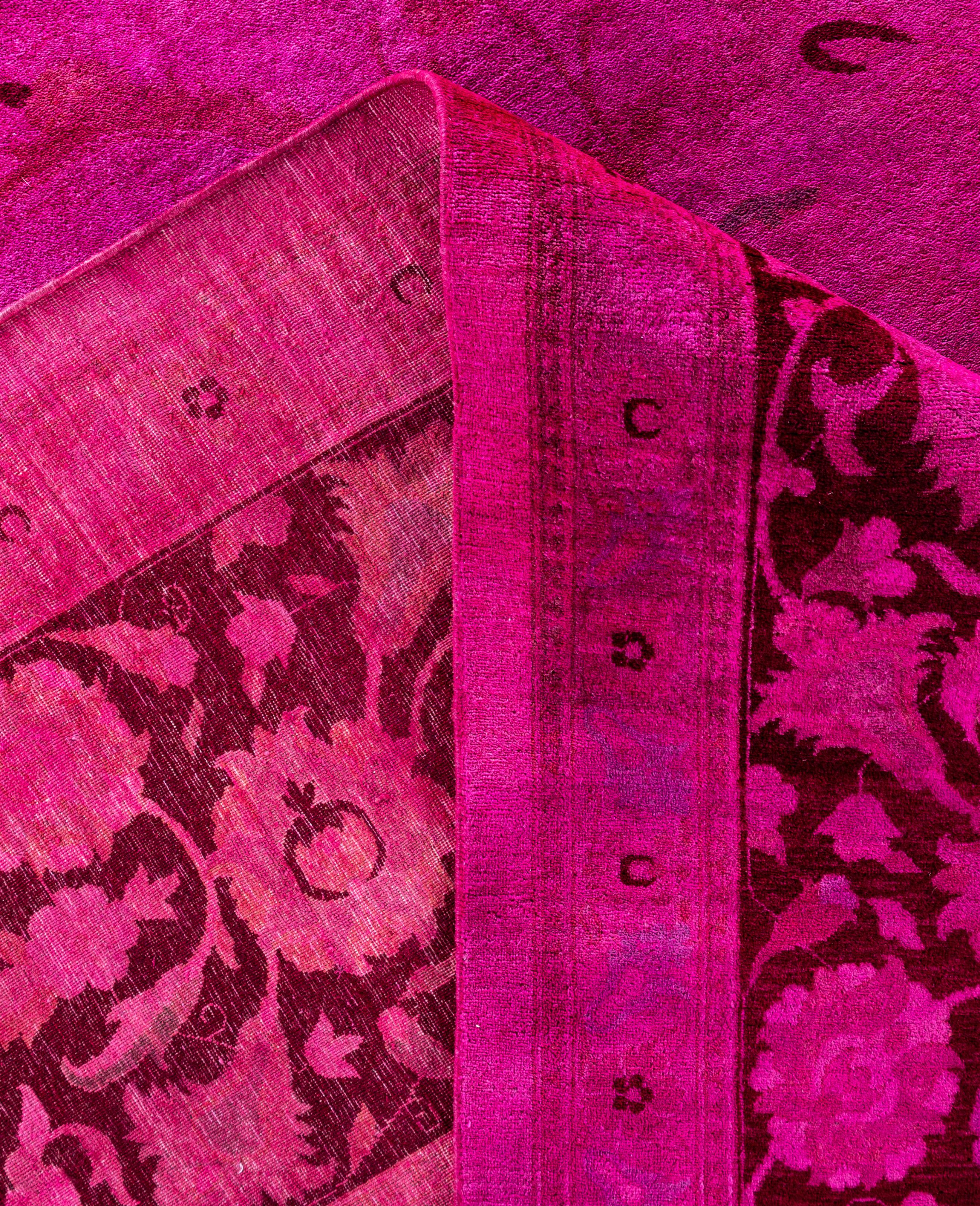 XXIe siècle et contemporain Tapis de sol en laine surteint et unique en son genre rose 12' 2