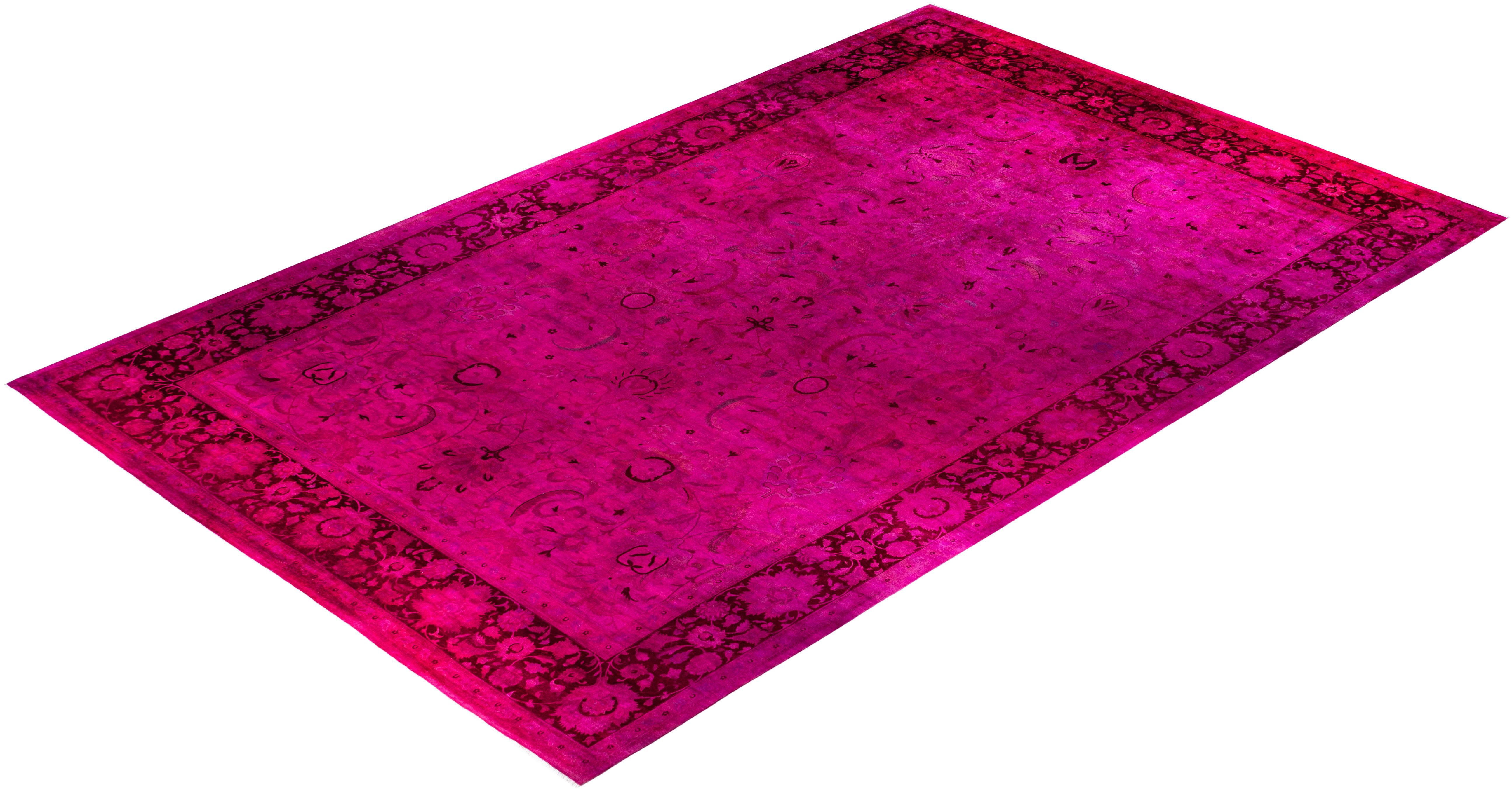 Tapis de sol en laine surteint et unique en son genre rose 12' 2