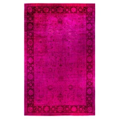 Tapis de sol en laine surteint et unique en son genre rose 12' 2" x 19' 3"