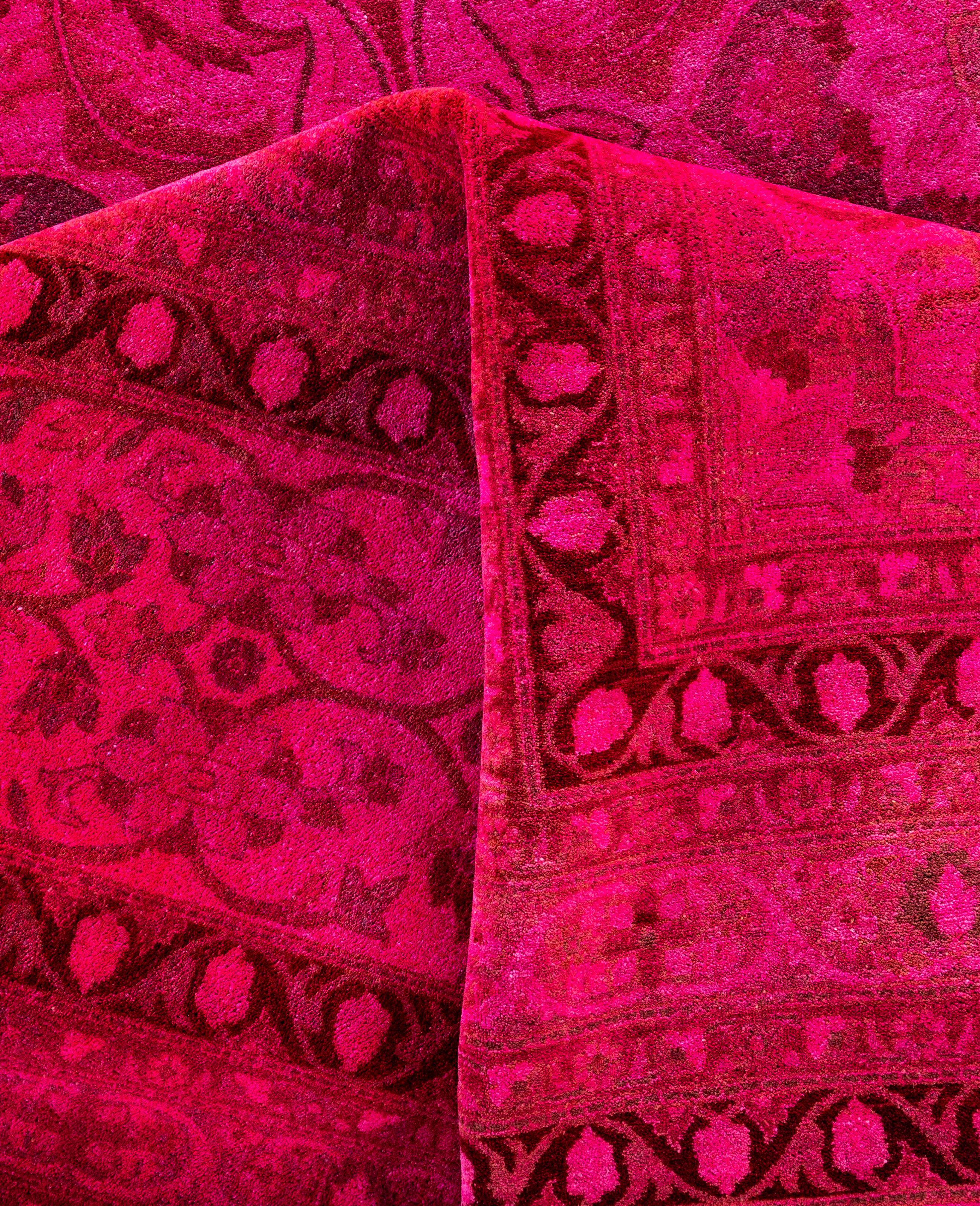 Overdyed One-of-a-Kind Wool Pink Area Rug 12' 4