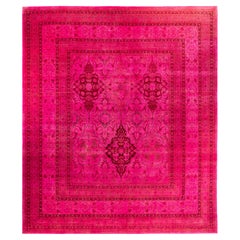 Overdyed One-of-a-Kind Wool Pink Area Rug 12' 4" x 14' 2"