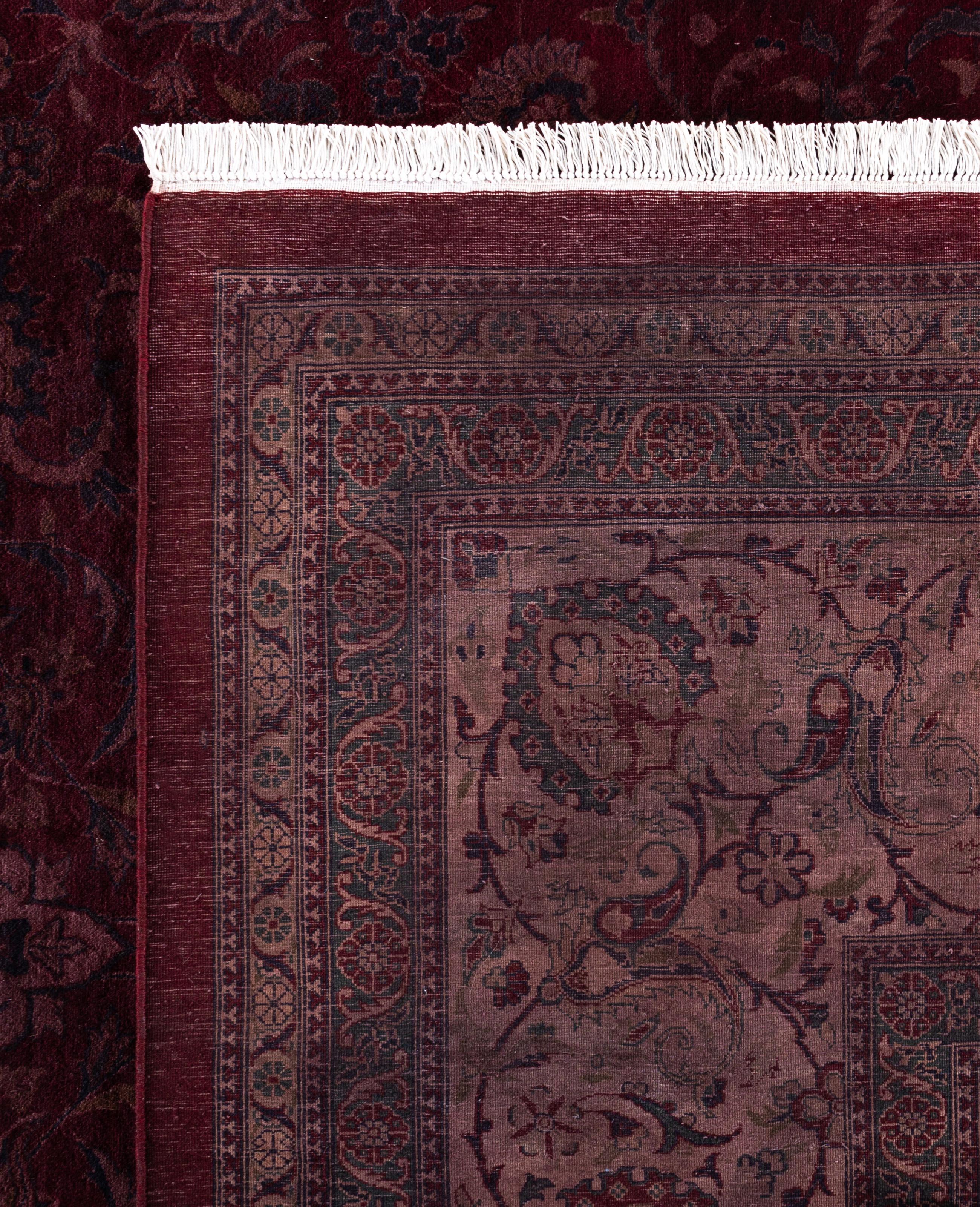 Tapis de zone en laine surteint unique en son genre rose 12' 4