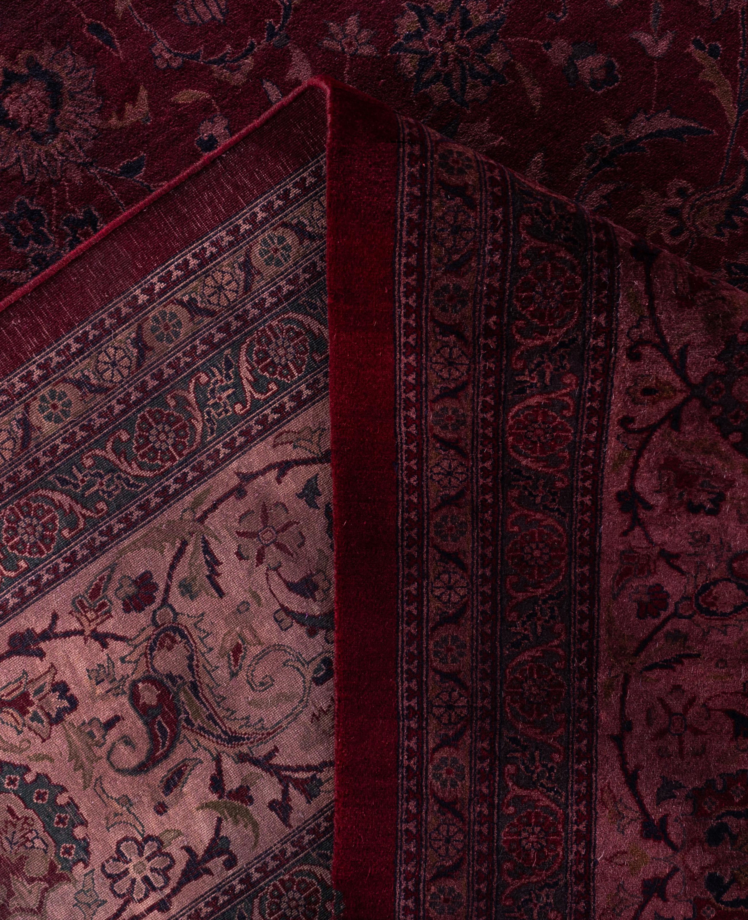 XXIe siècle et contemporain Tapis de zone en laine surteint unique en son genre rose 12' 4