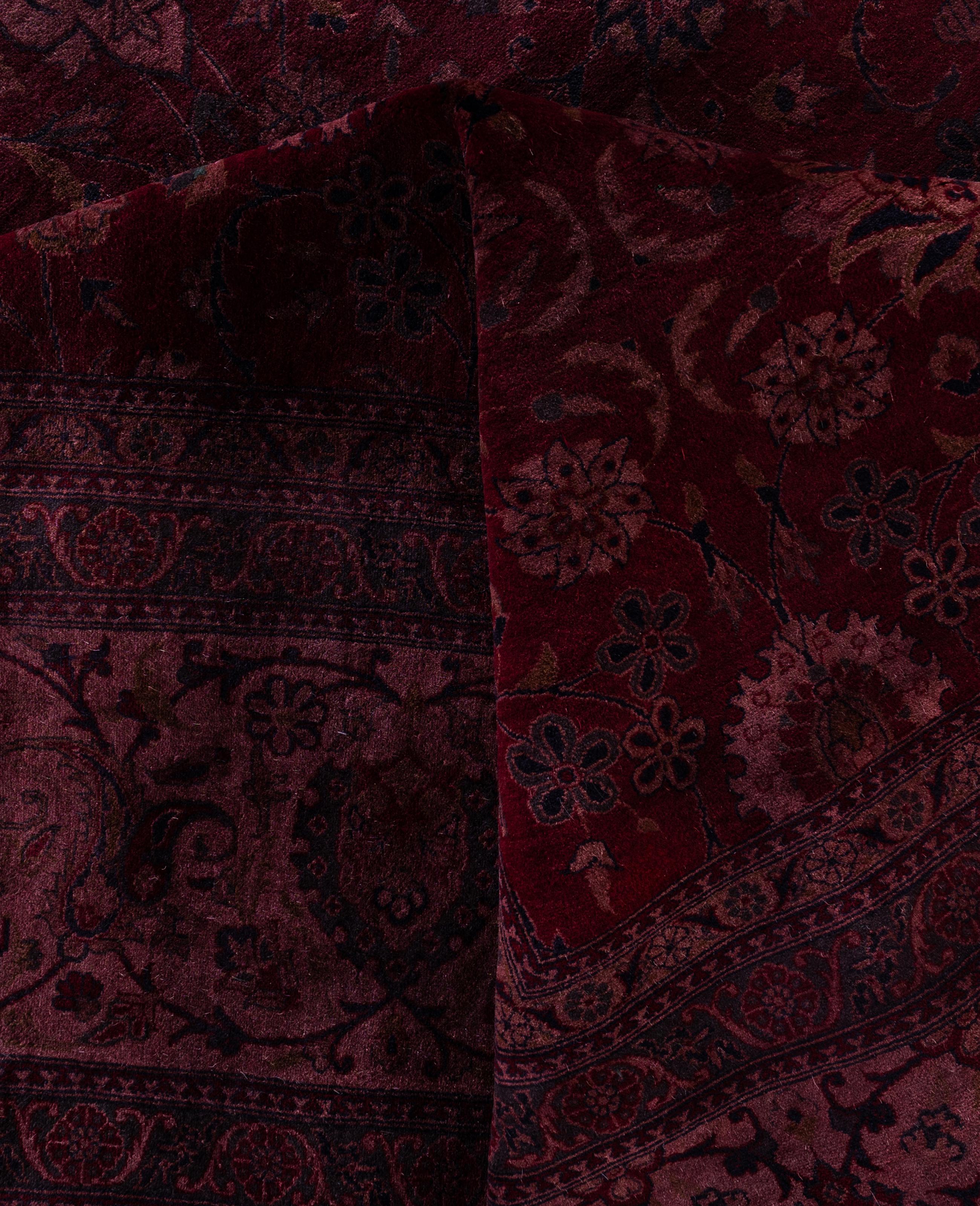 Laine Tapis de zone en laine surteint unique en son genre rose 12' 4