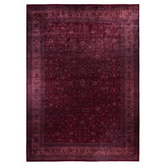 Tapis de zone en laine surteint unique en son genre rose 12' 4" x 17' 0"