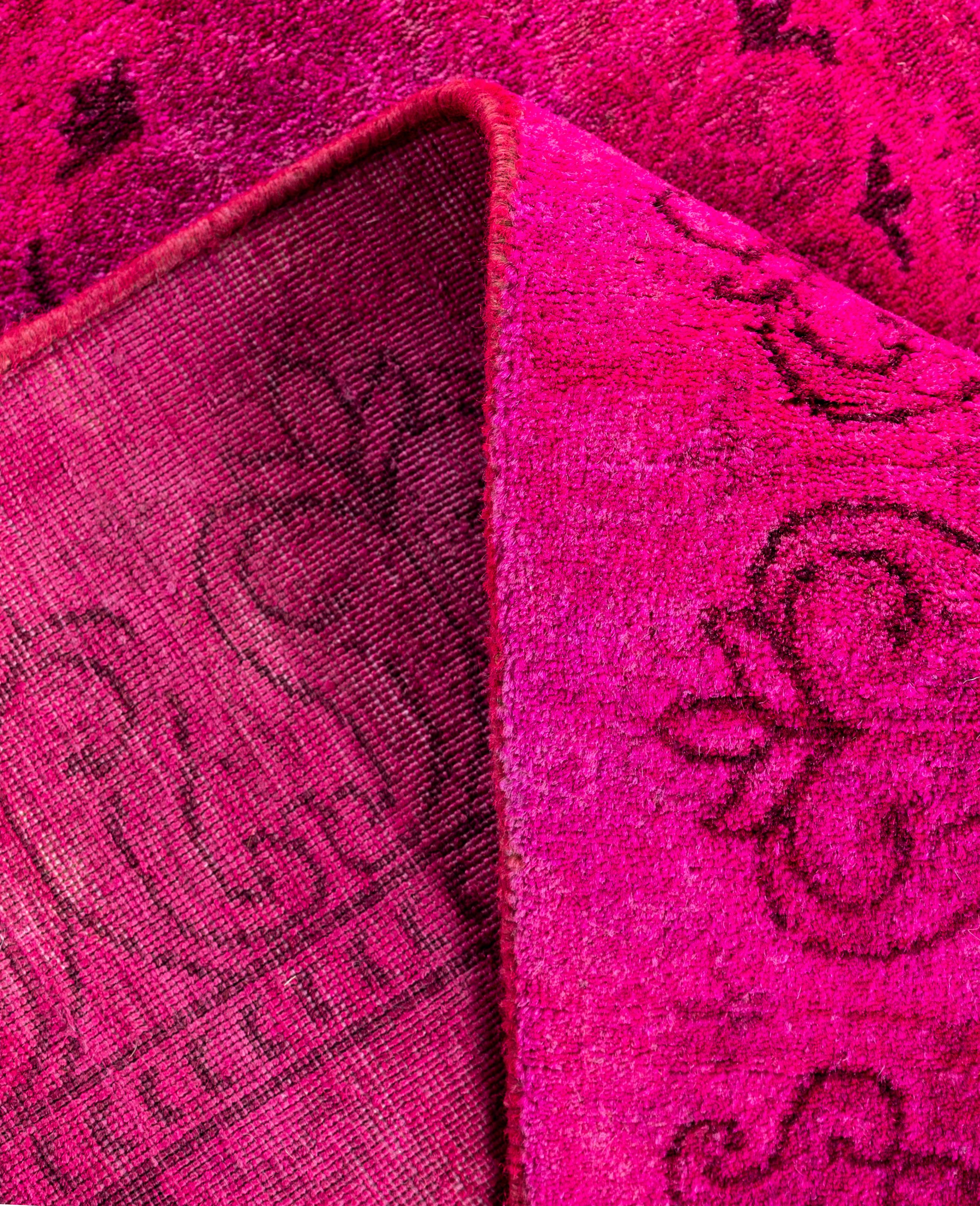 XXI secolo e contemporaneo Tappeto per l'area rosa in lana Overdyed One-of-a-Kind 2' 8