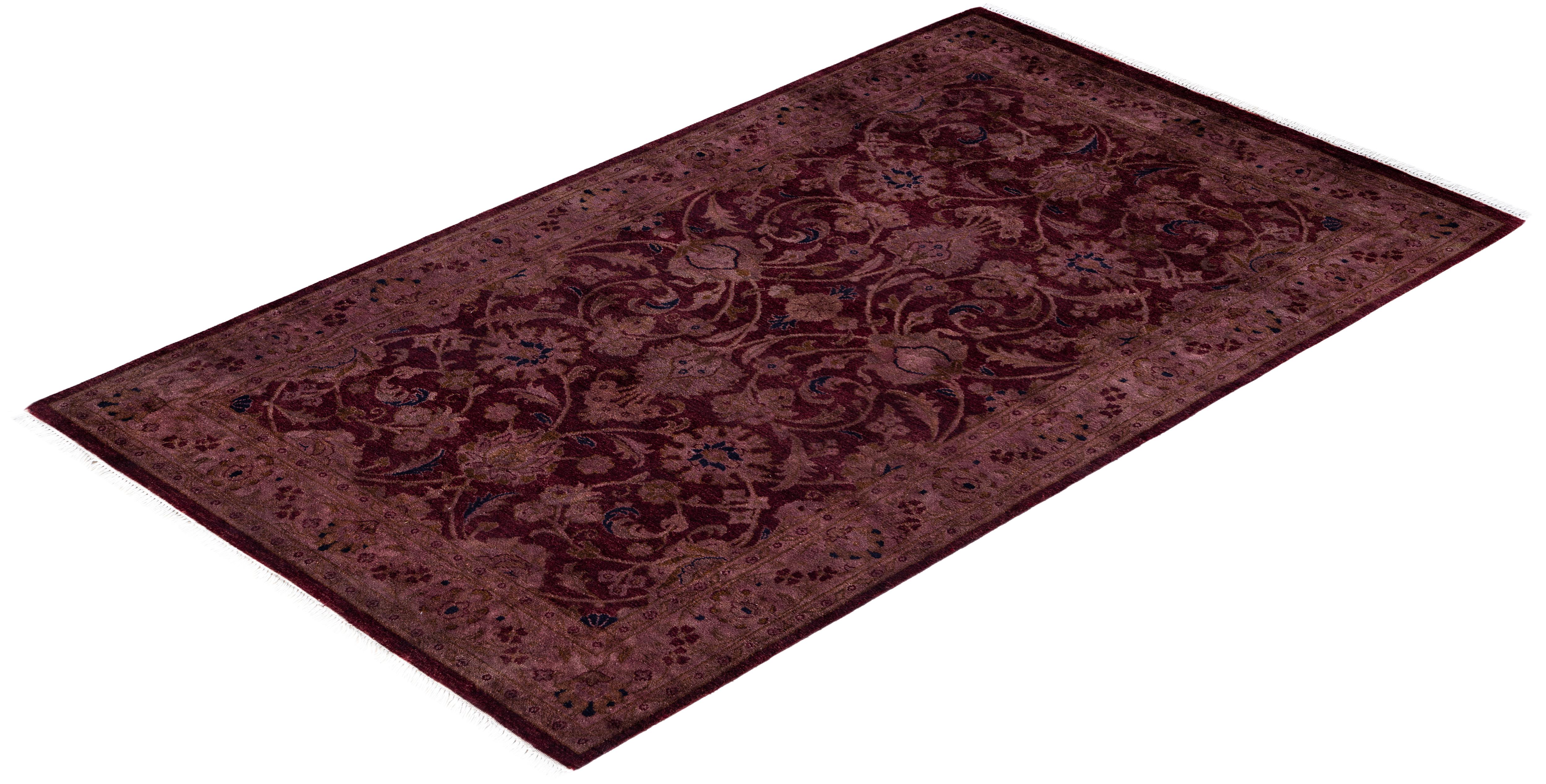 Alfombra de lana Overdyed Única Rosa 3' 0
