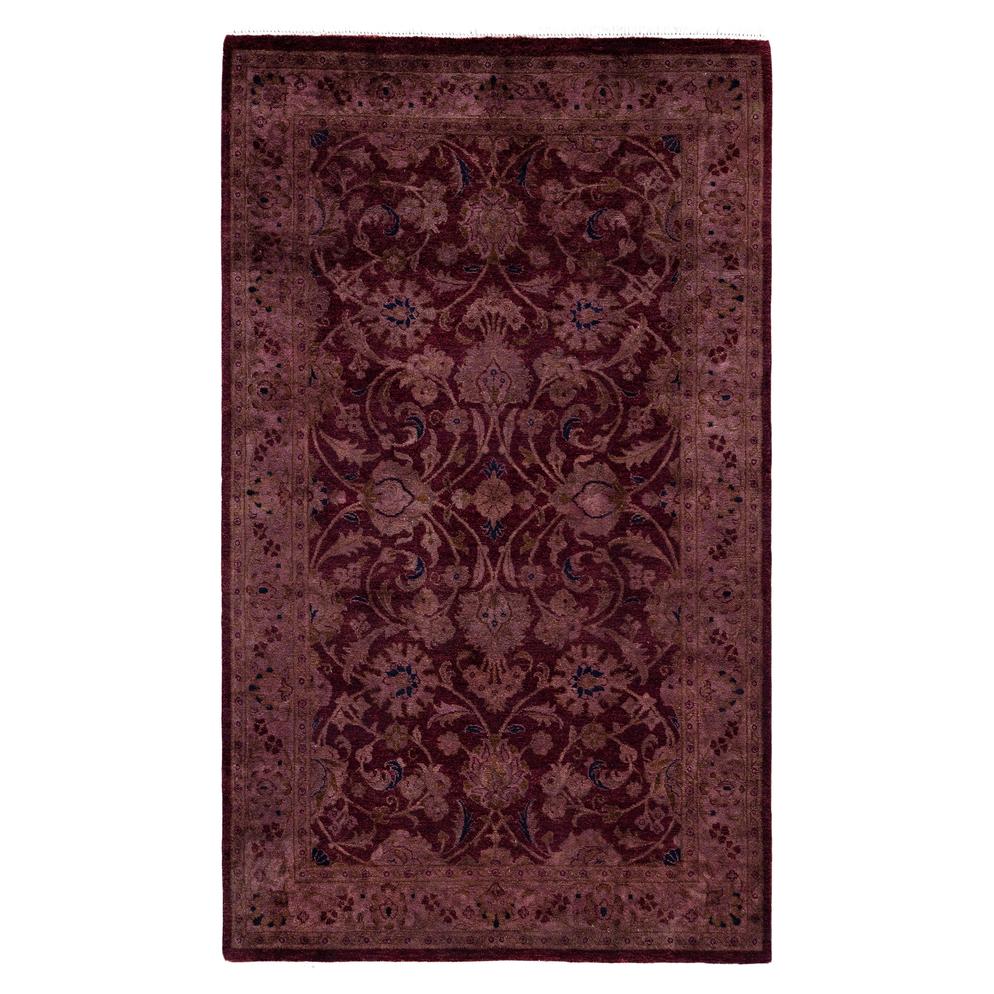 Alfombra de lana Overdyed Única Rosa 3' 0" x 5' 1" en venta
