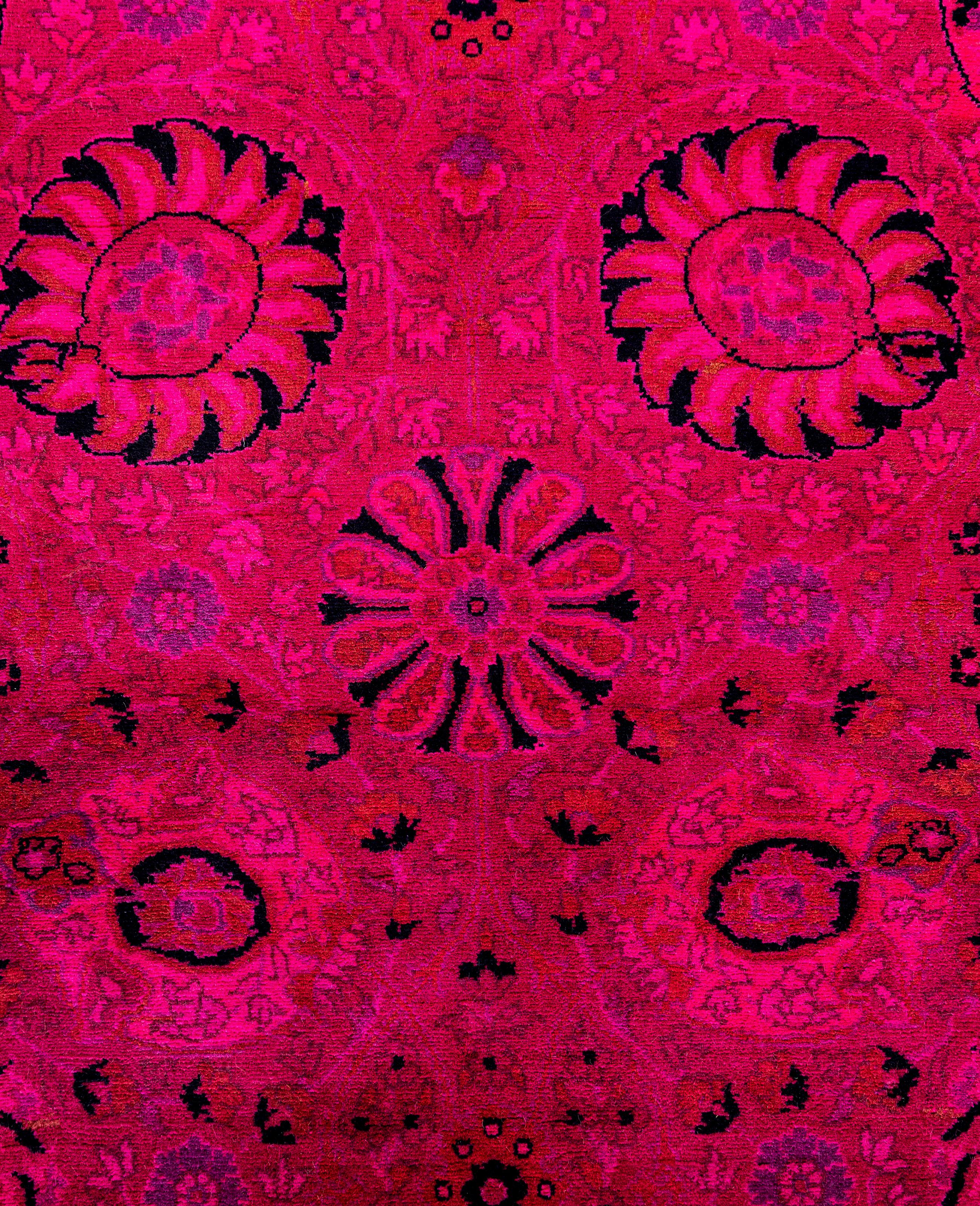 Pakistano Tappeto per l'area rosa in lana Overdyed One-of-a-Kind 3' 1