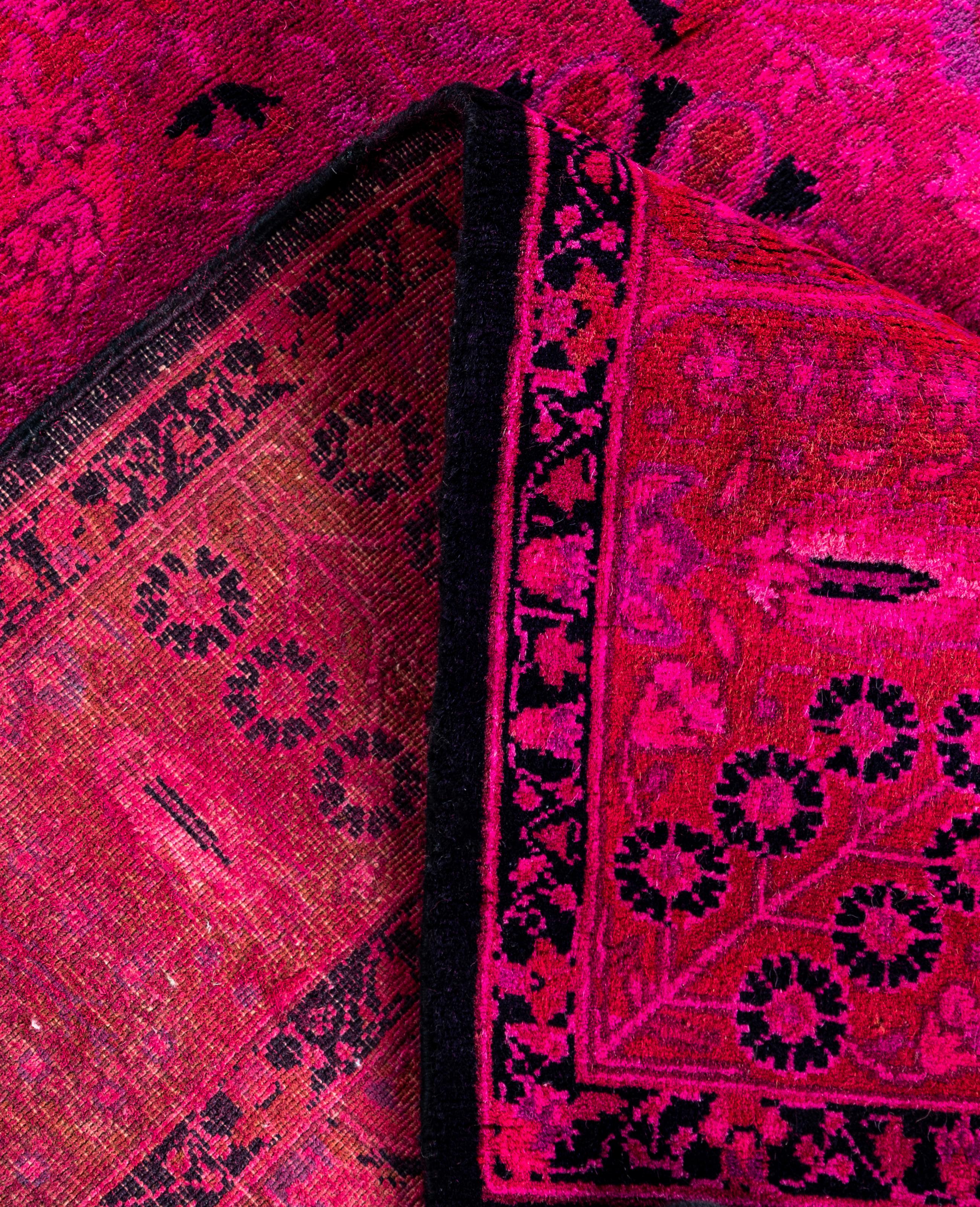 XXI secolo e contemporaneo Tappeto per l'area rosa in lana Overdyed One-of-a-Kind 3' 1