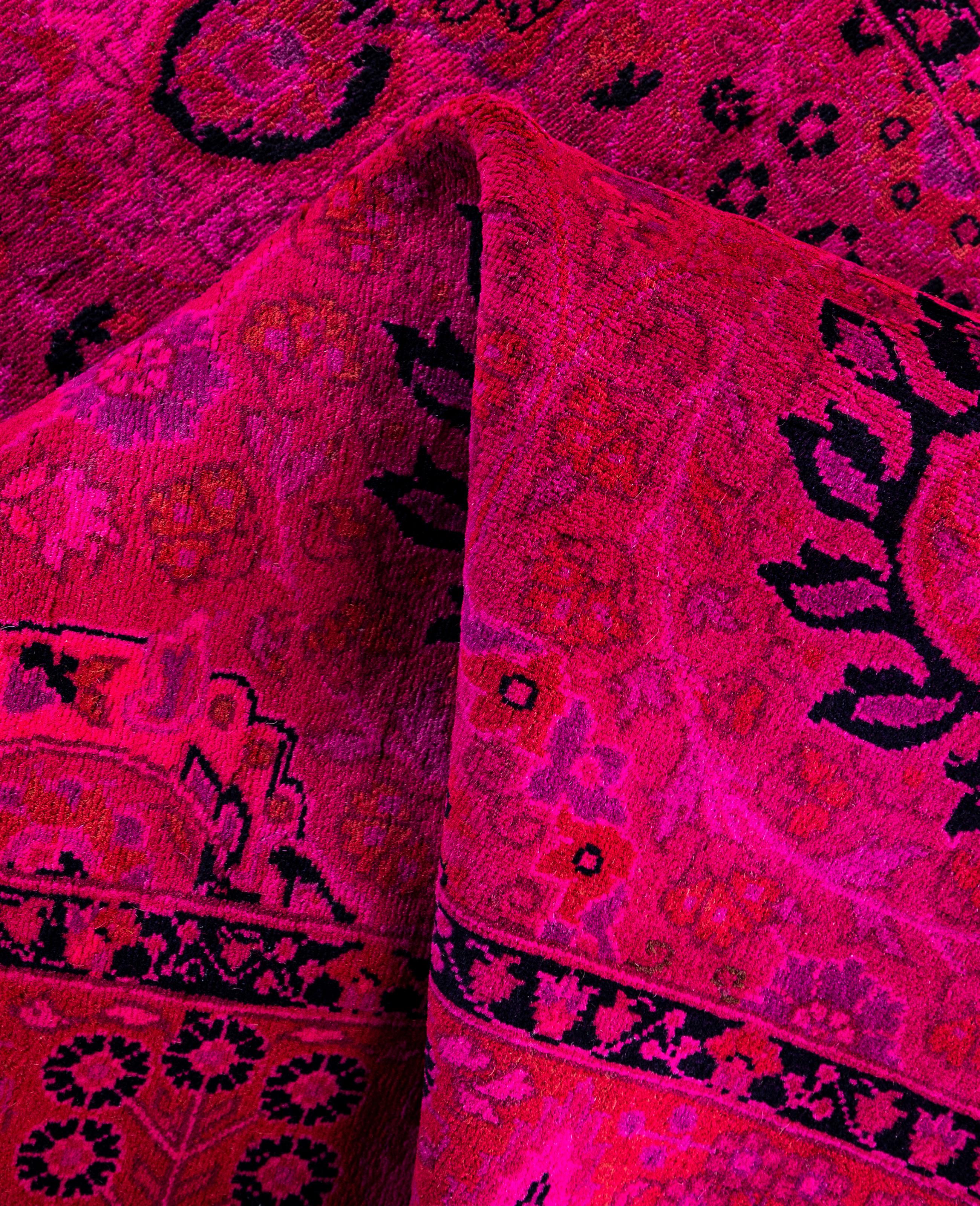 Lana Tappeto per l'area rosa in lana Overdyed One-of-a-Kind 3' 1