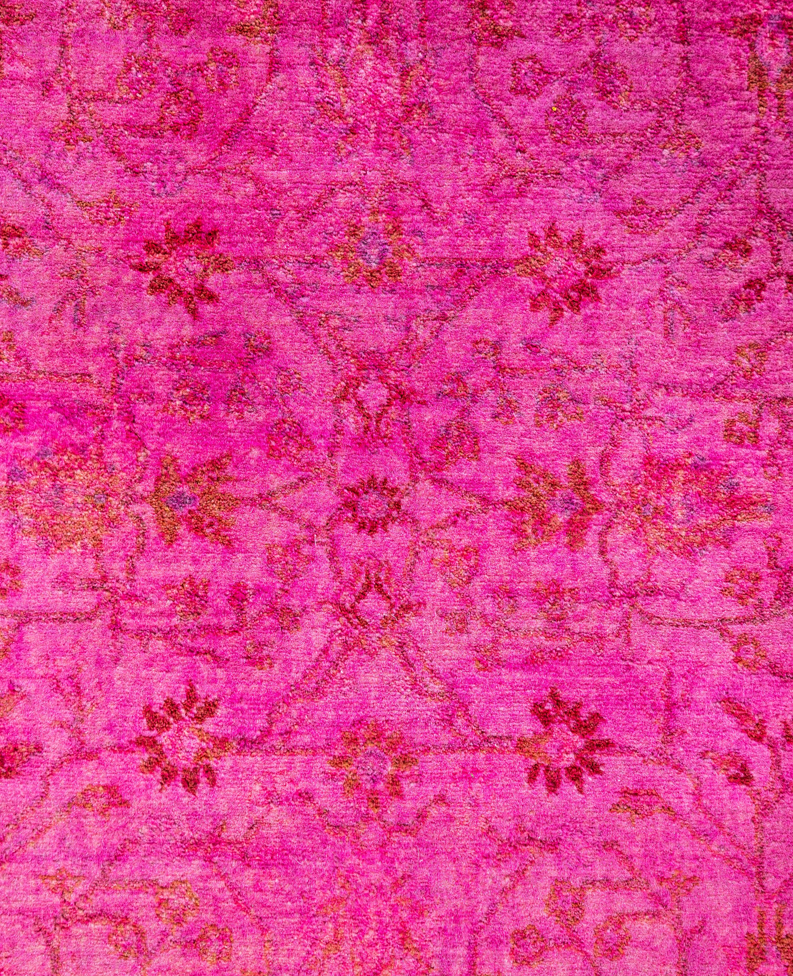 Pakistano Tappeto Area Rosa in Lana Overdyed One-of-a-Kind 3' 1