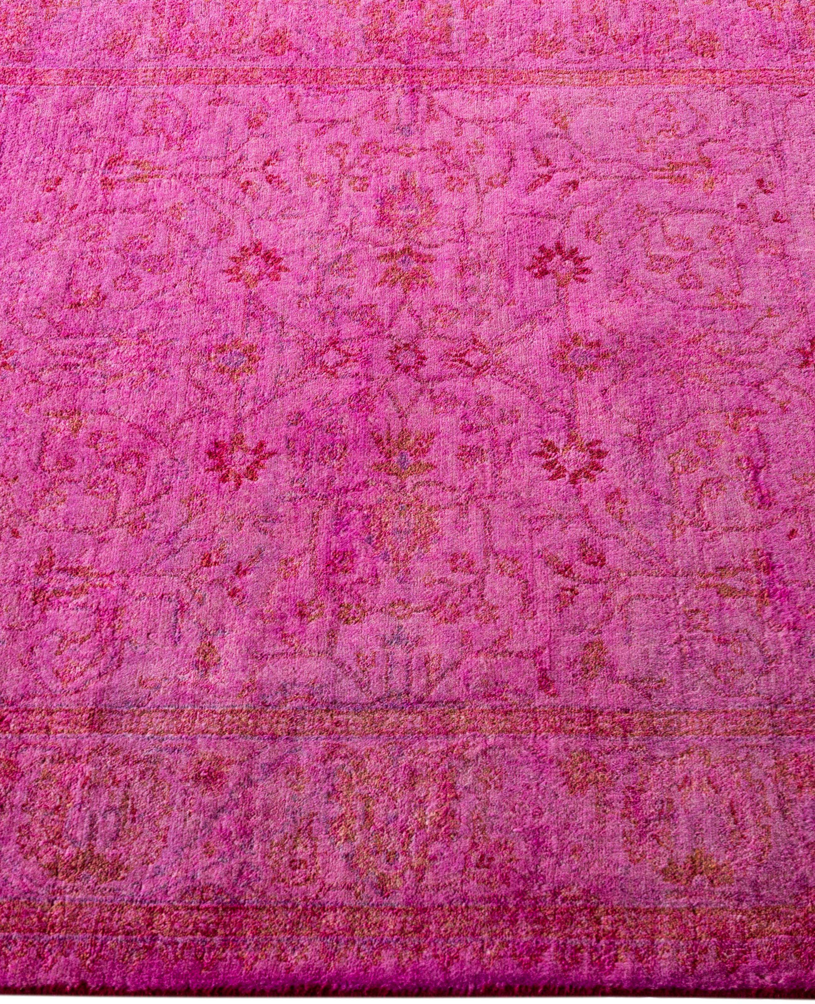 Annodato a mano Tappeto Area Rosa in Lana Overdyed One-of-a-Kind 3' 1