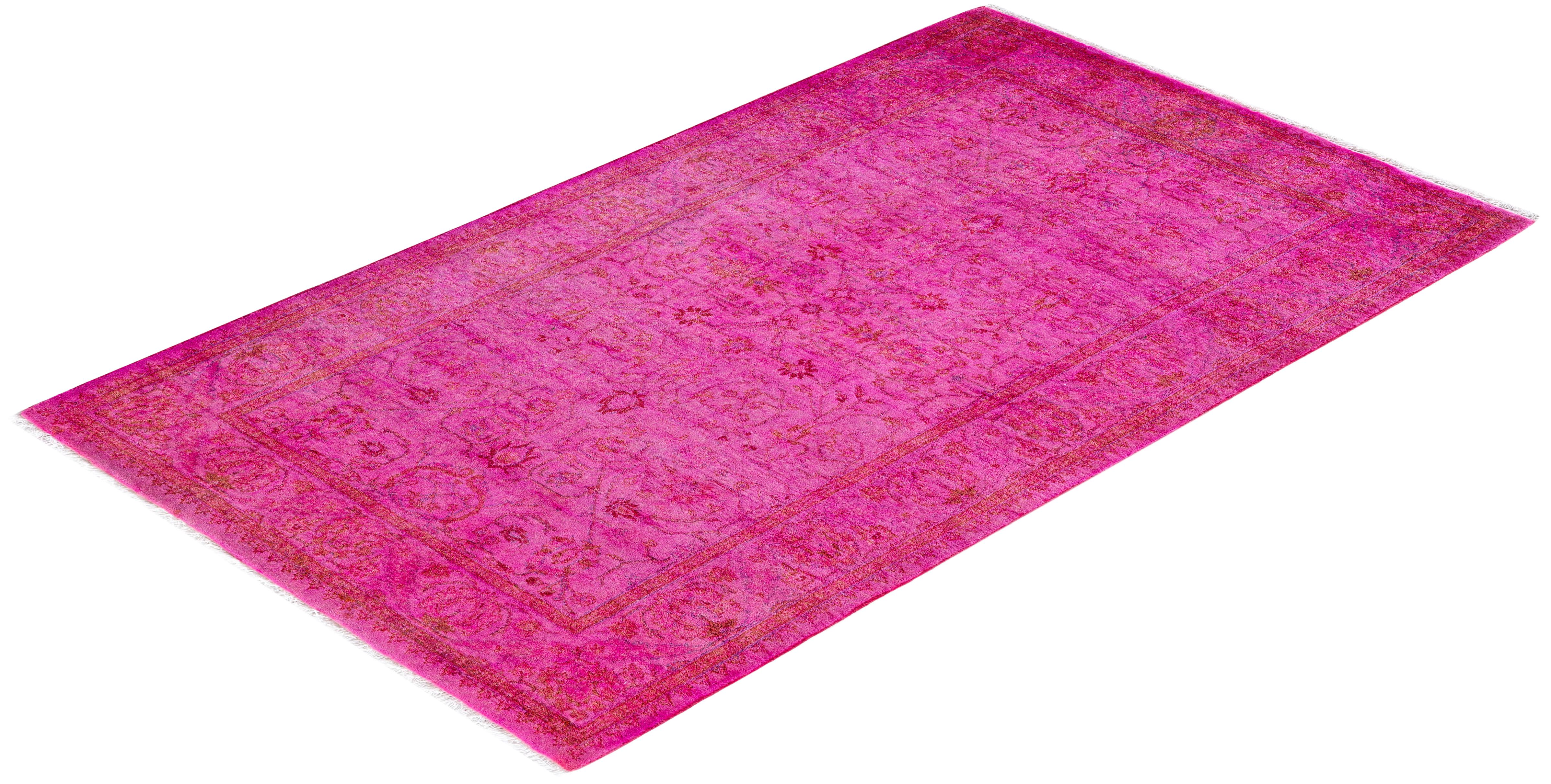 Tappeto Area Rosa in Lana Overdyed One-of-a-Kind 3' 1