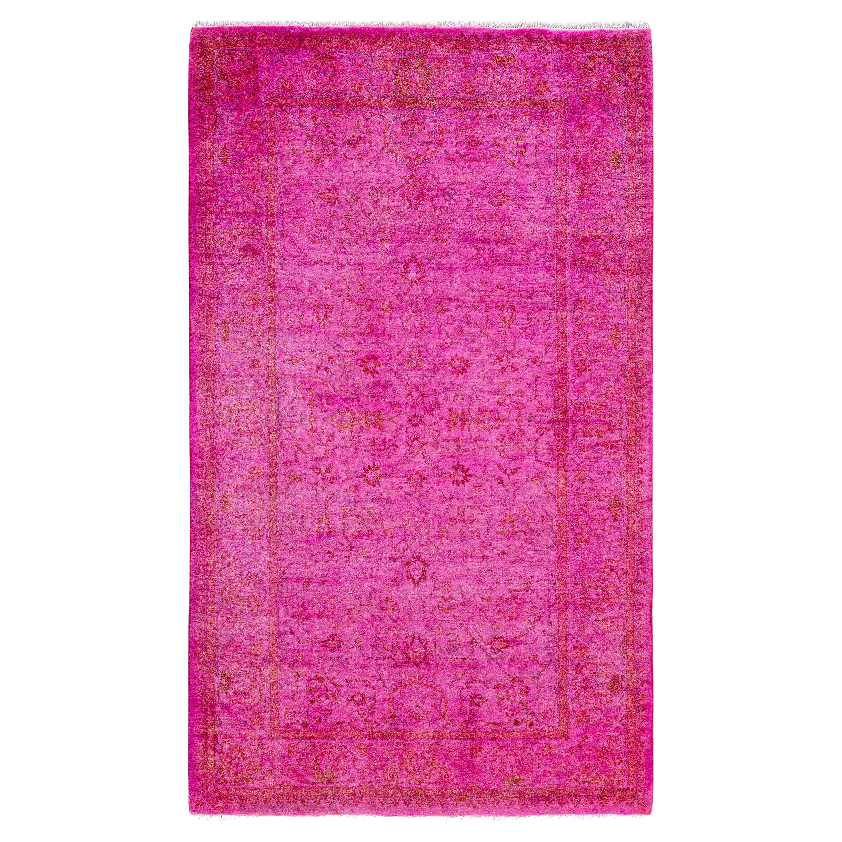Tappeto Area Rosa in Lana Overdyed One-of-a-Kind 3' 1" x 5' 4" in vendita