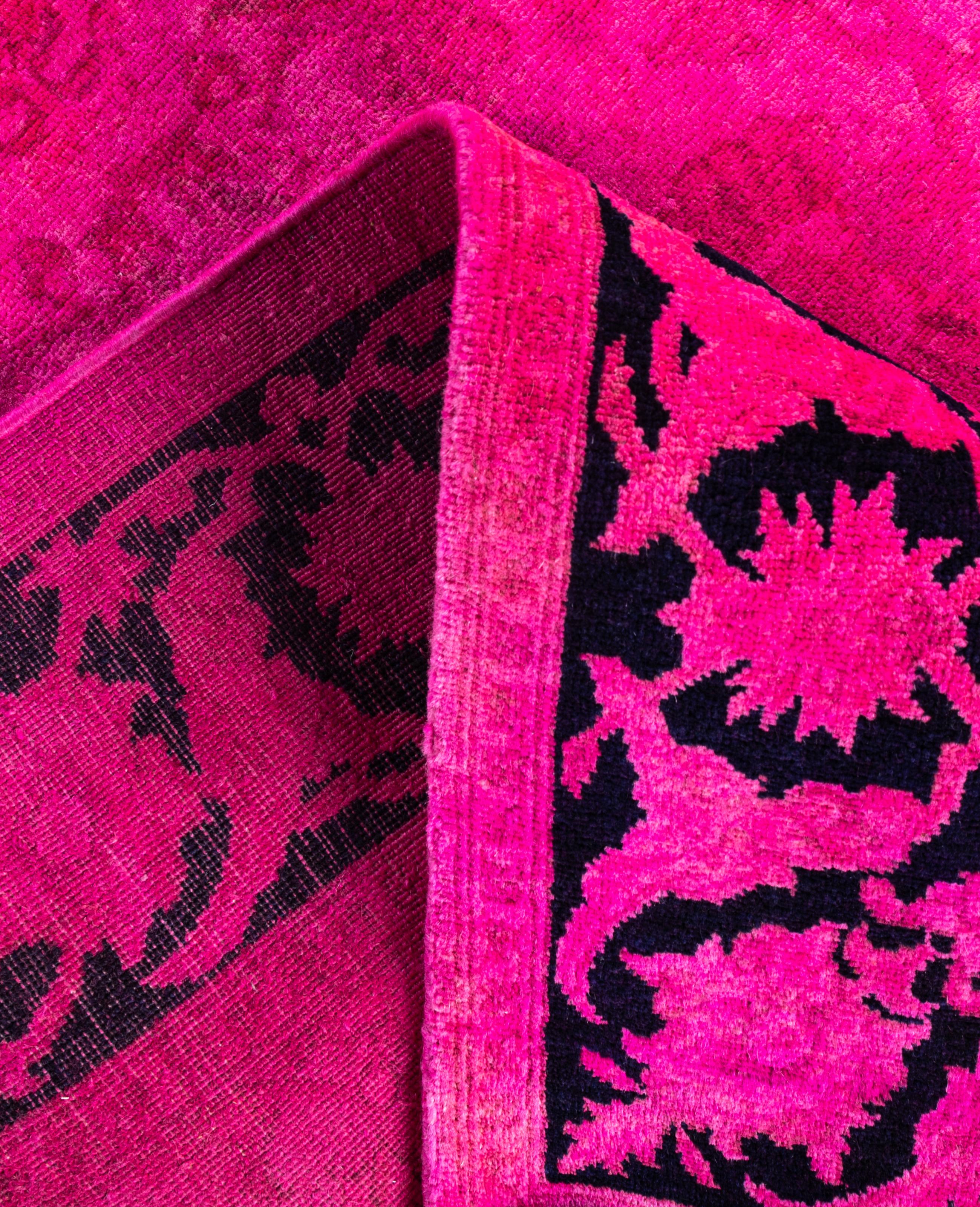 Alfombra de lana Overdyed Única Rosa 4' 0