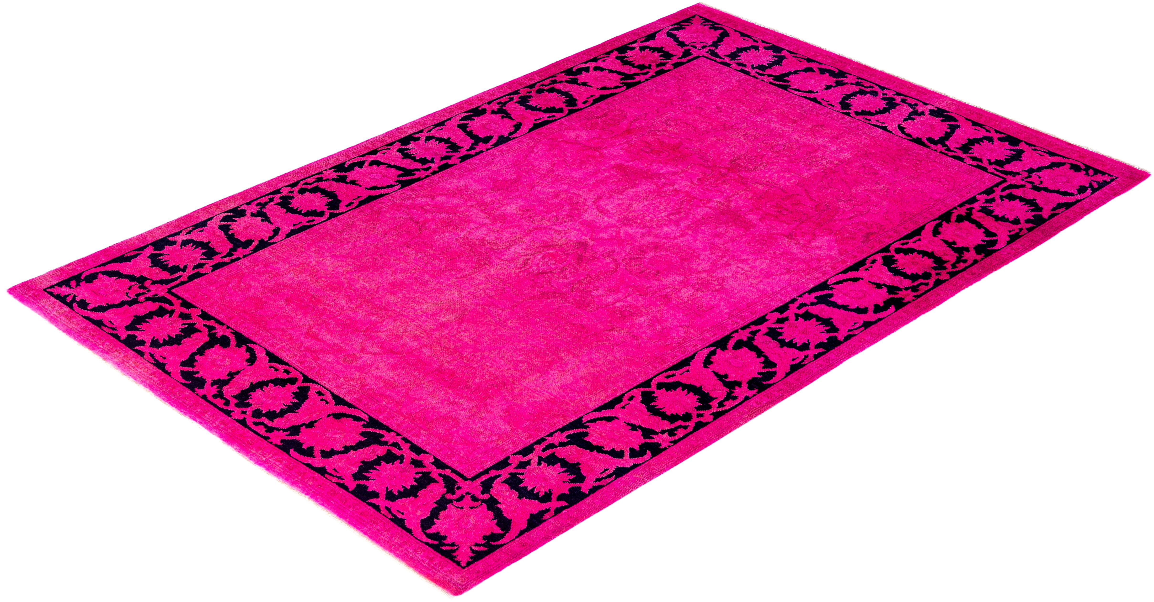 Alfombra de lana Overdyed Única Rosa 4' 0
