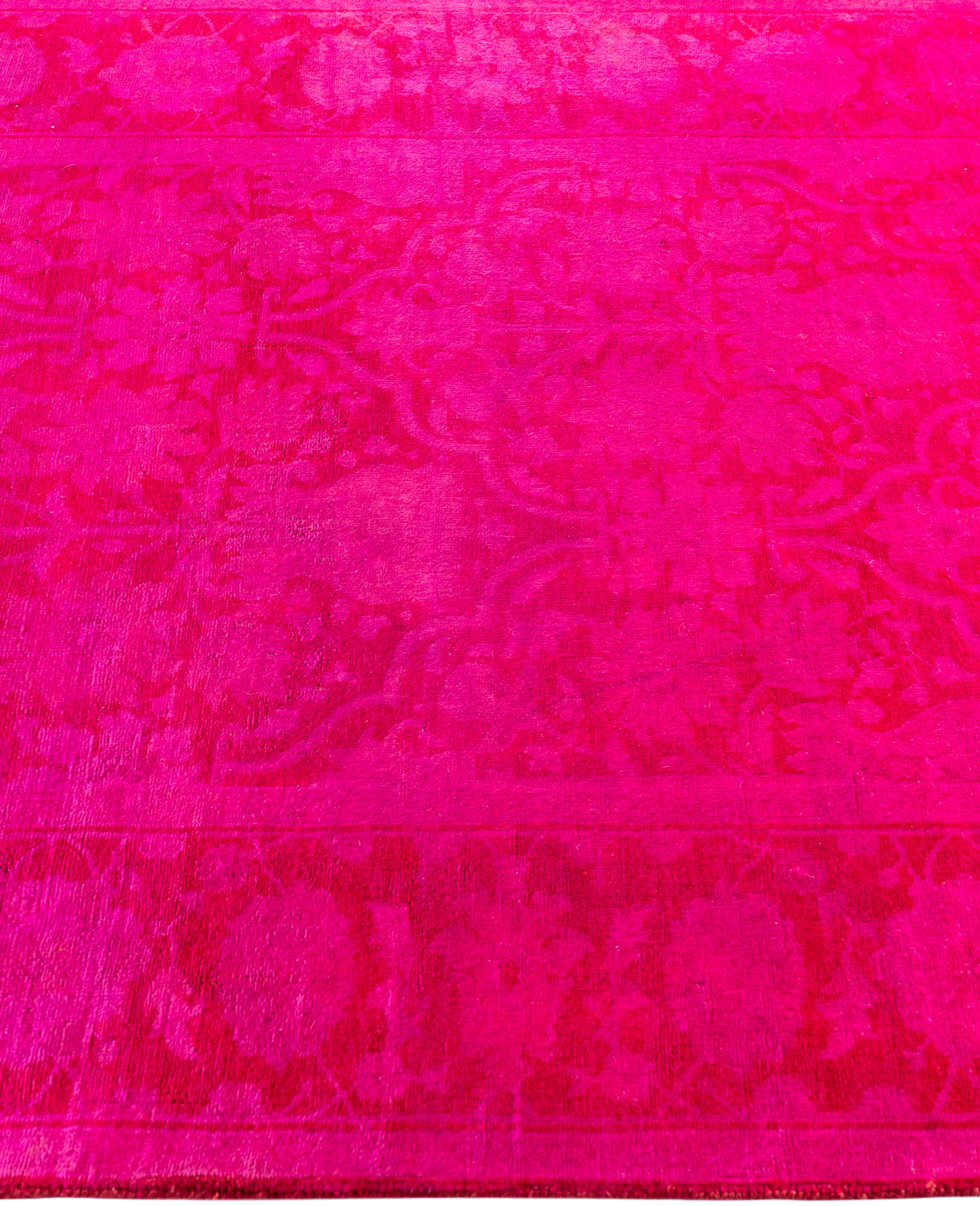 Hand-Knotted Overdyed One-of-a-Kind Wool Pink Area Rug 4' 1