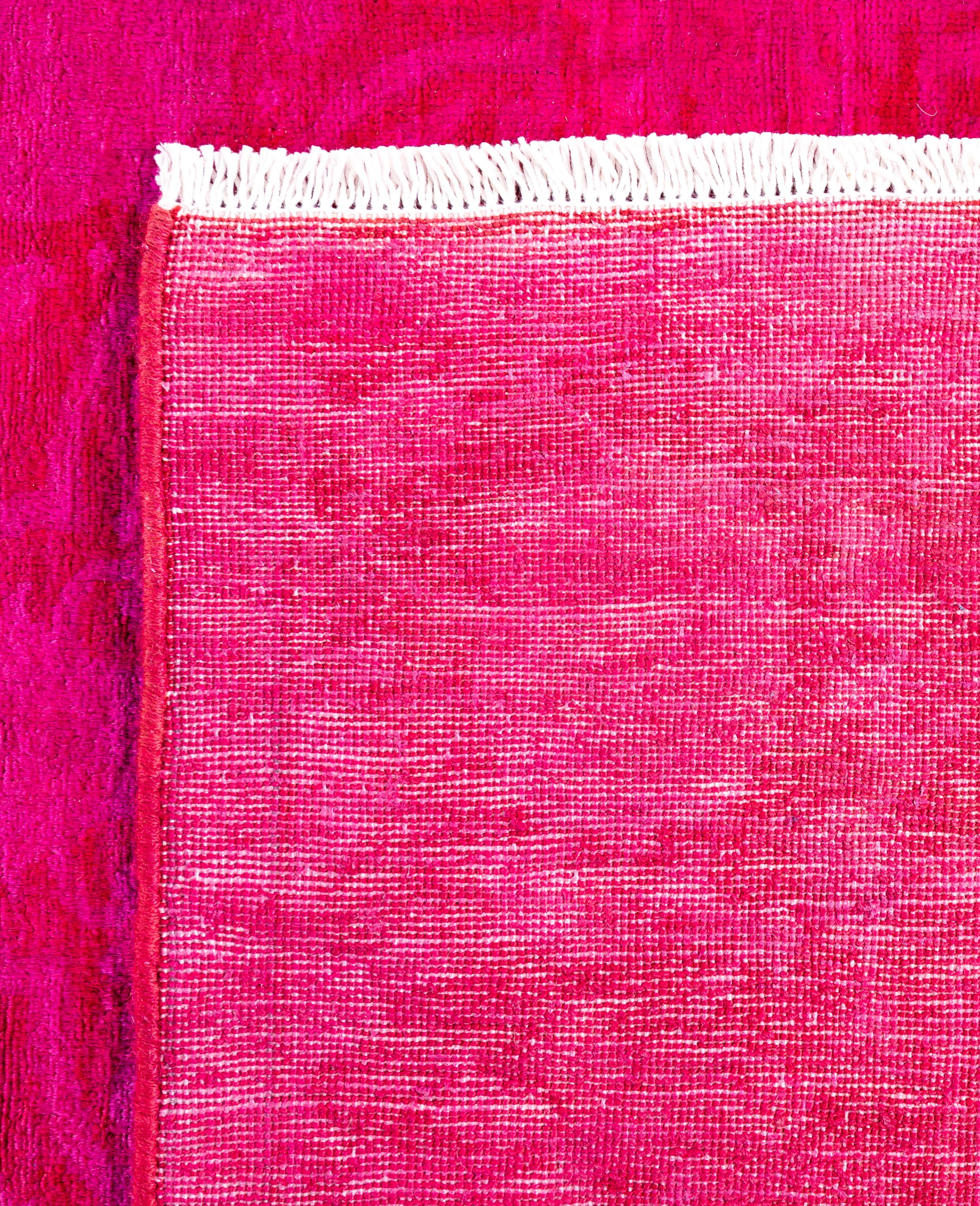 Overdyed One-of-a-Kind Wool Pink Area Rug 4' 1